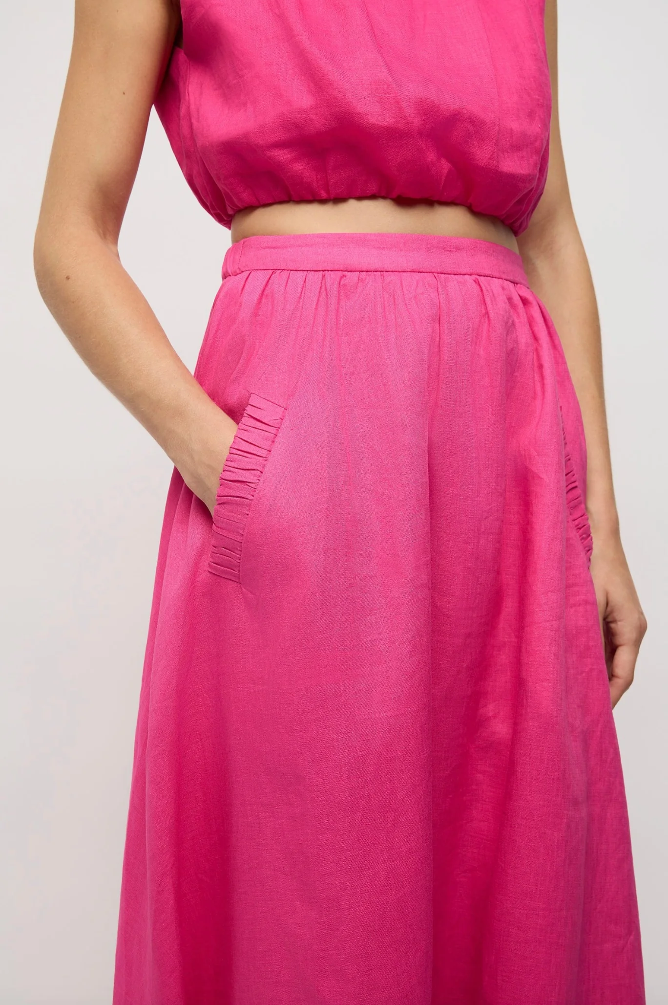 Adoni Linen Skirt HOT PINK