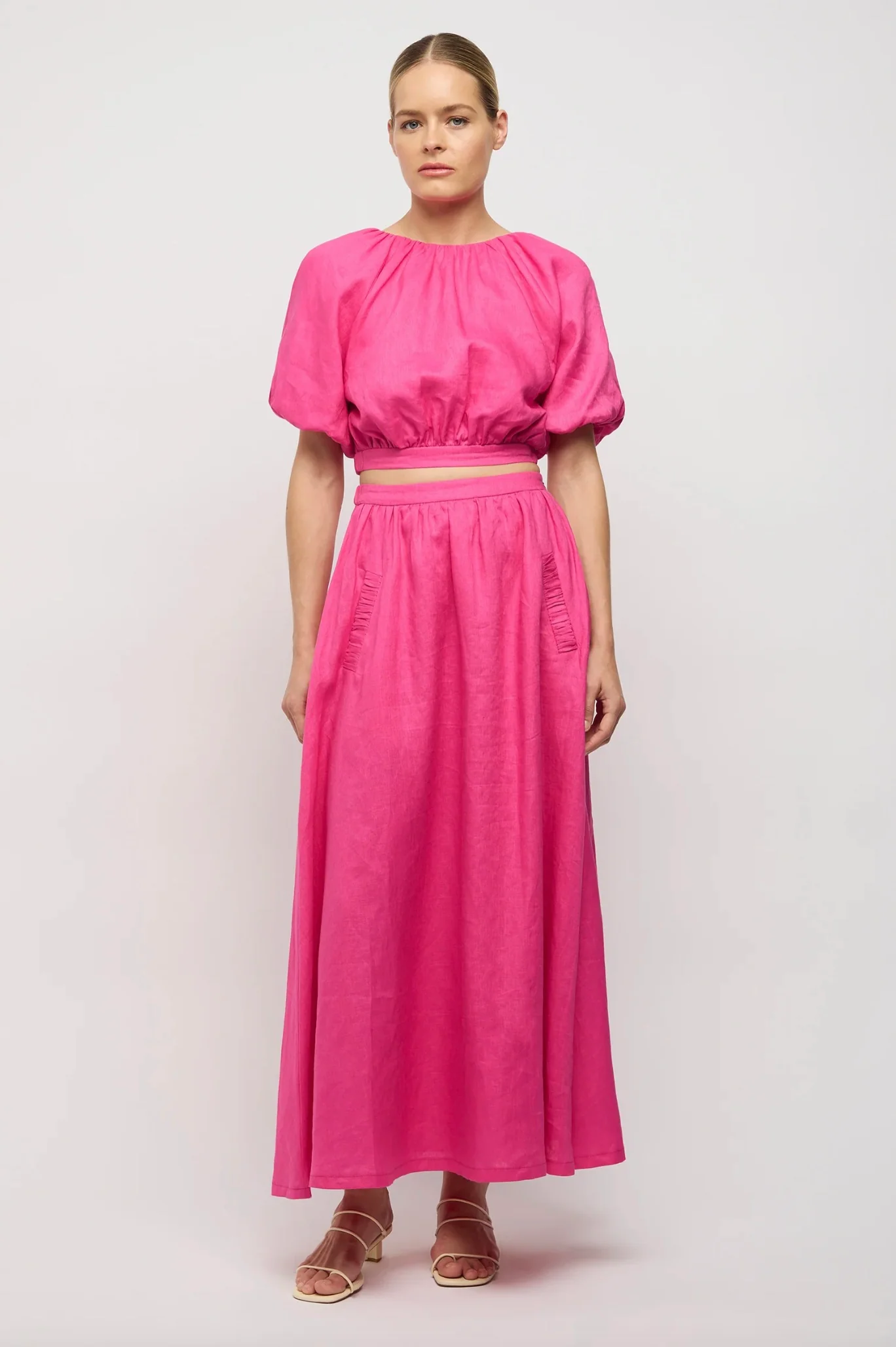 Adoni Linen Skirt HOT PINK - Image 2