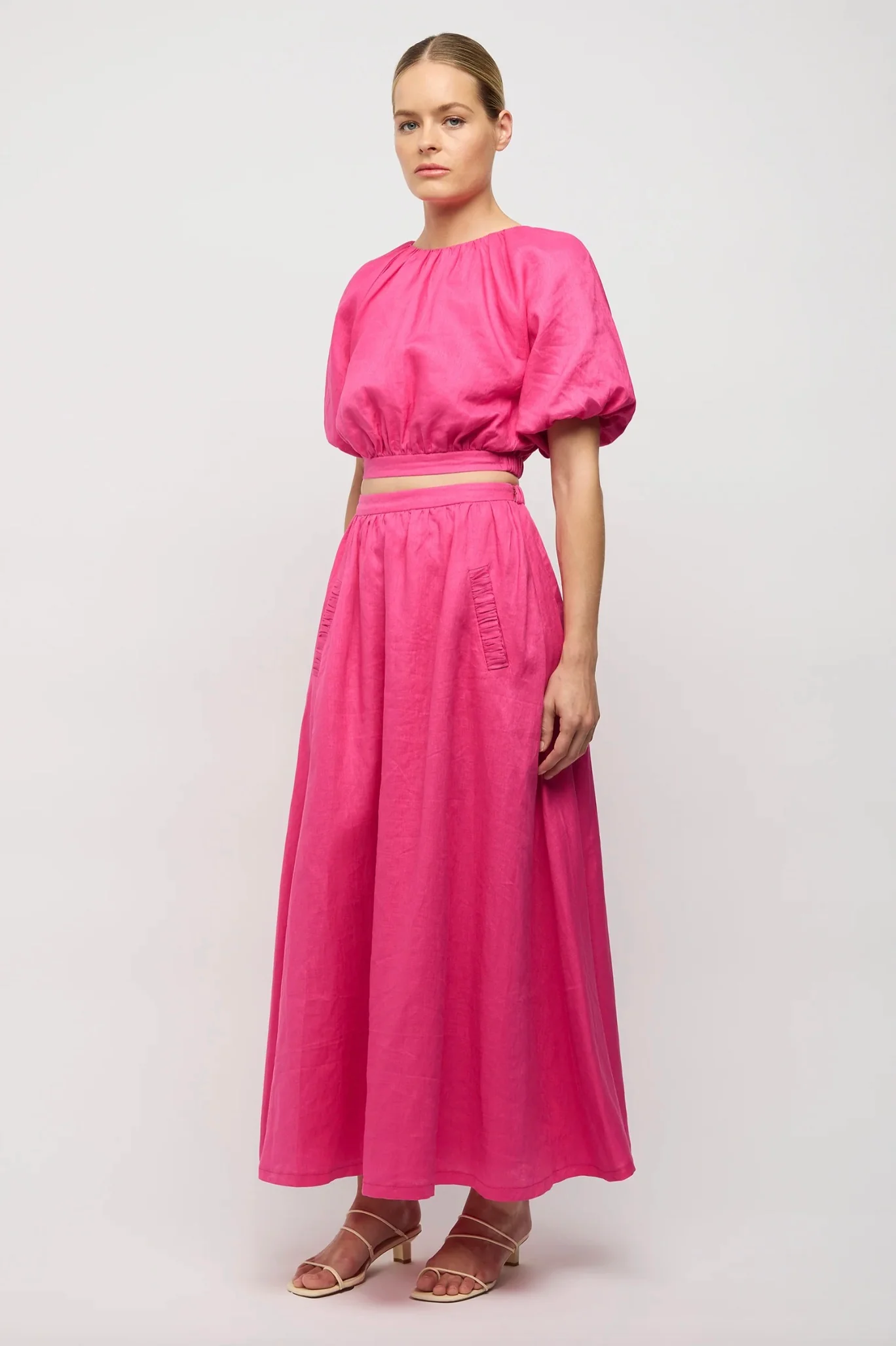 Adoni Linen Skirt HOT PINK - Image 3