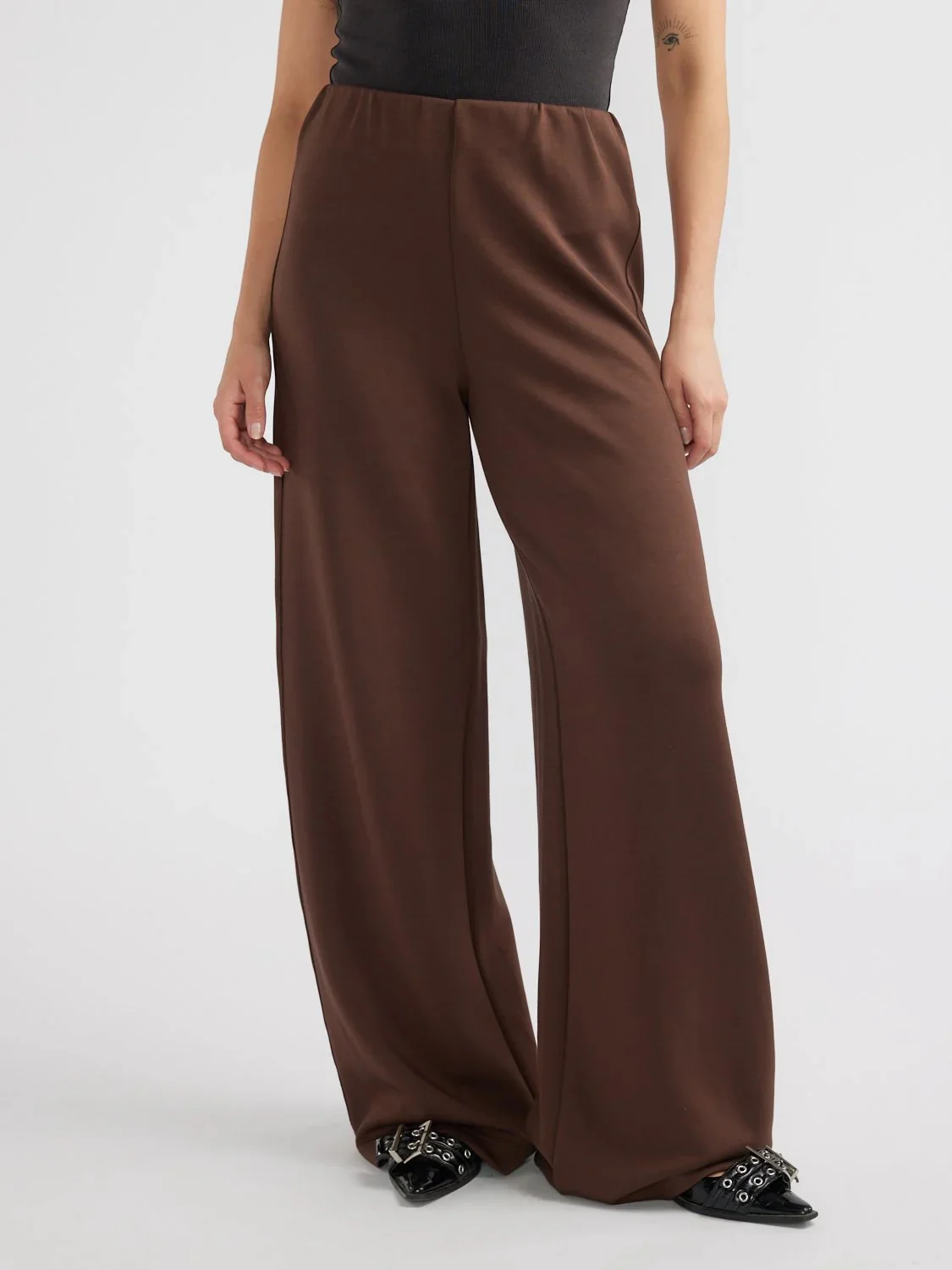 Alessa Relaxed Soft Jersey Pant CHOCOLATE - Image 3