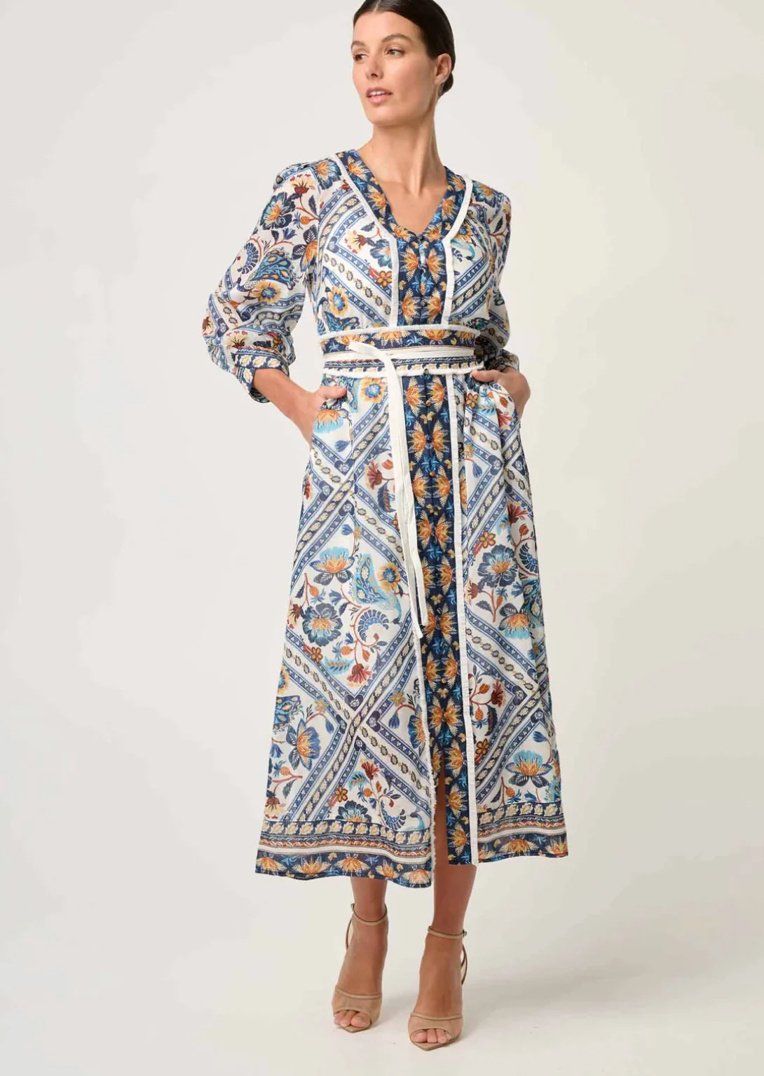 Alexis Silk Cotton Midi Dress in PETINOS FLOROS