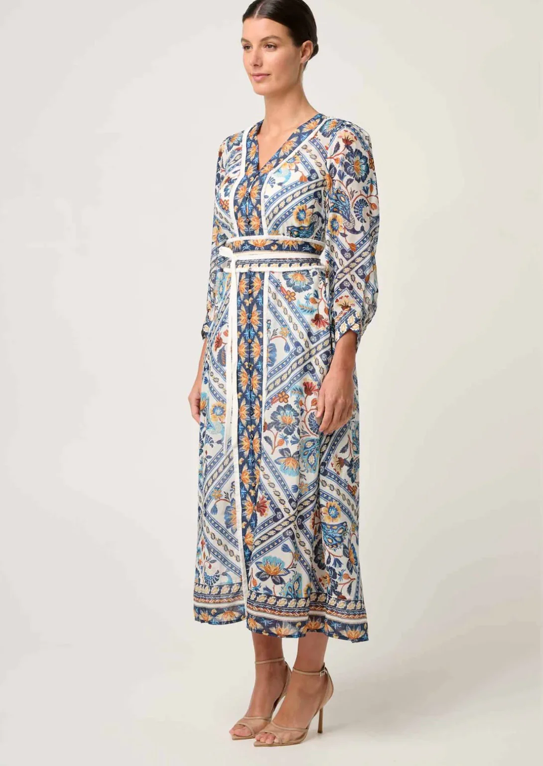 Alexis Silk Cotton Midi Dress in PETINOS FLOROS - Image 4