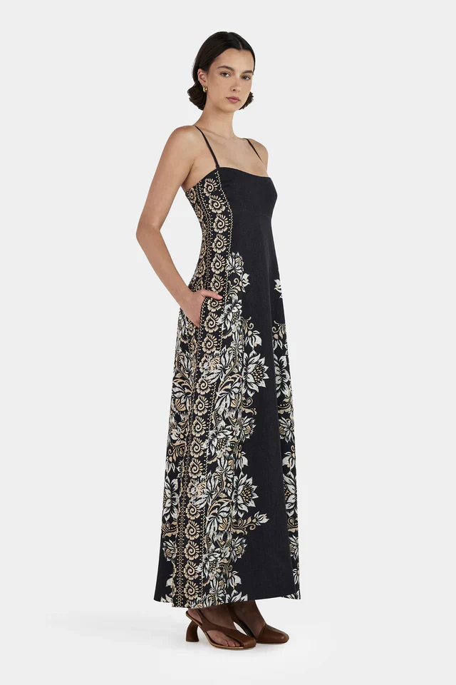 Alida Linen Maxi Dress MIDNIGHT BELLS - Image 3
