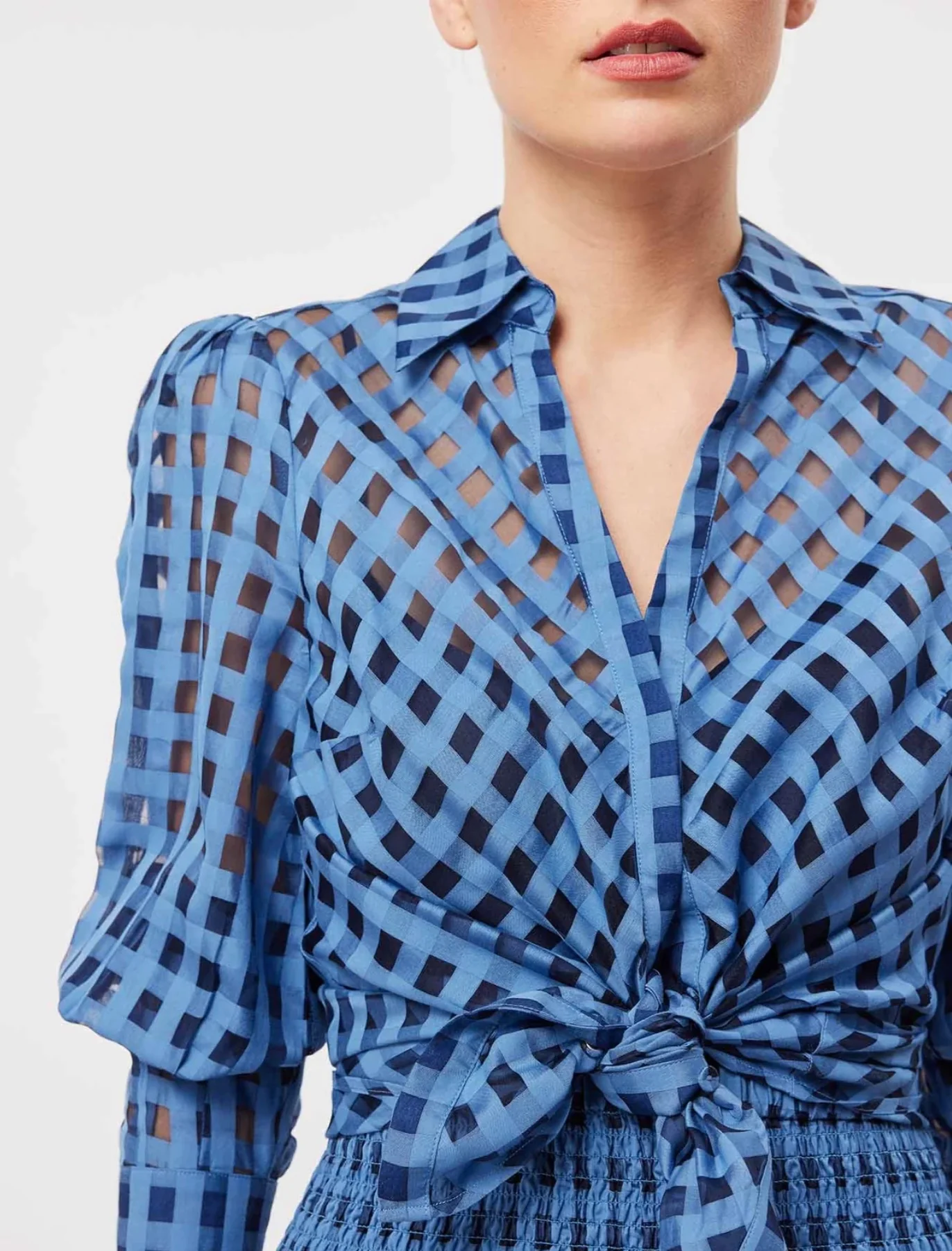 Antigua Cotton Silk Self Self Check Shirt in Laguna - Image 10