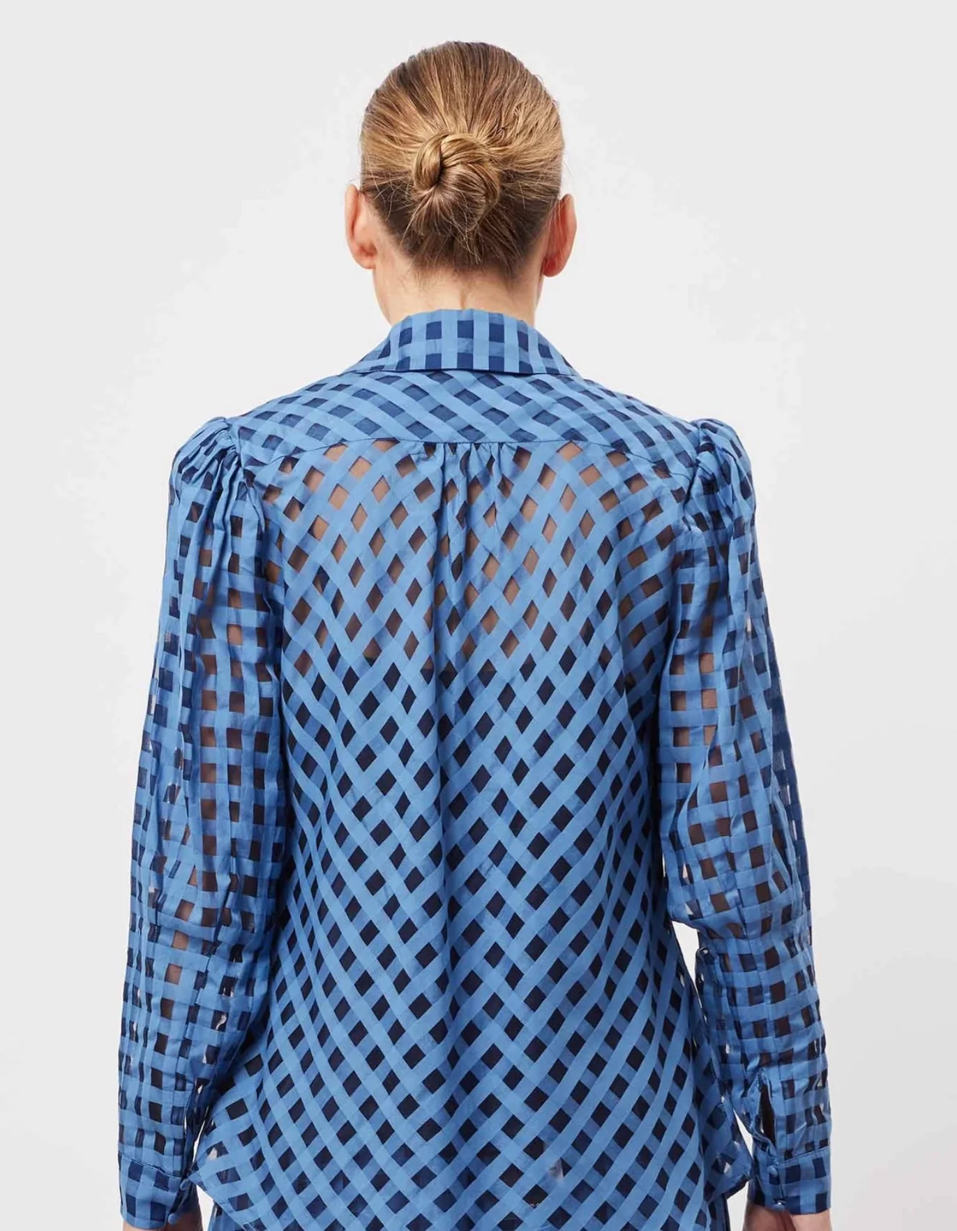 Antigua Cotton Silk Self Self Check Shirt in Laguna - Image 7