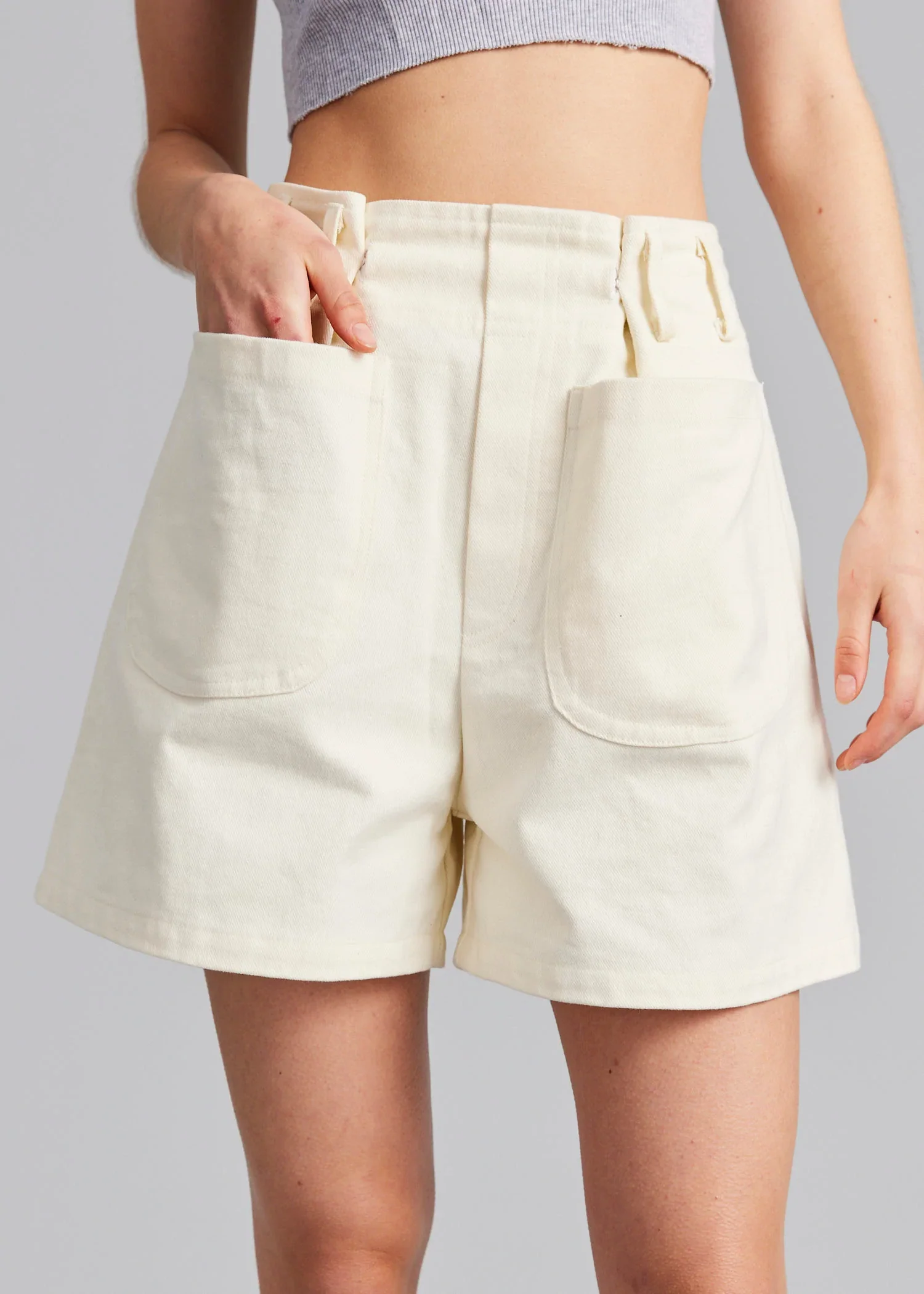 Bage Drill Shorts Cream - Image 4