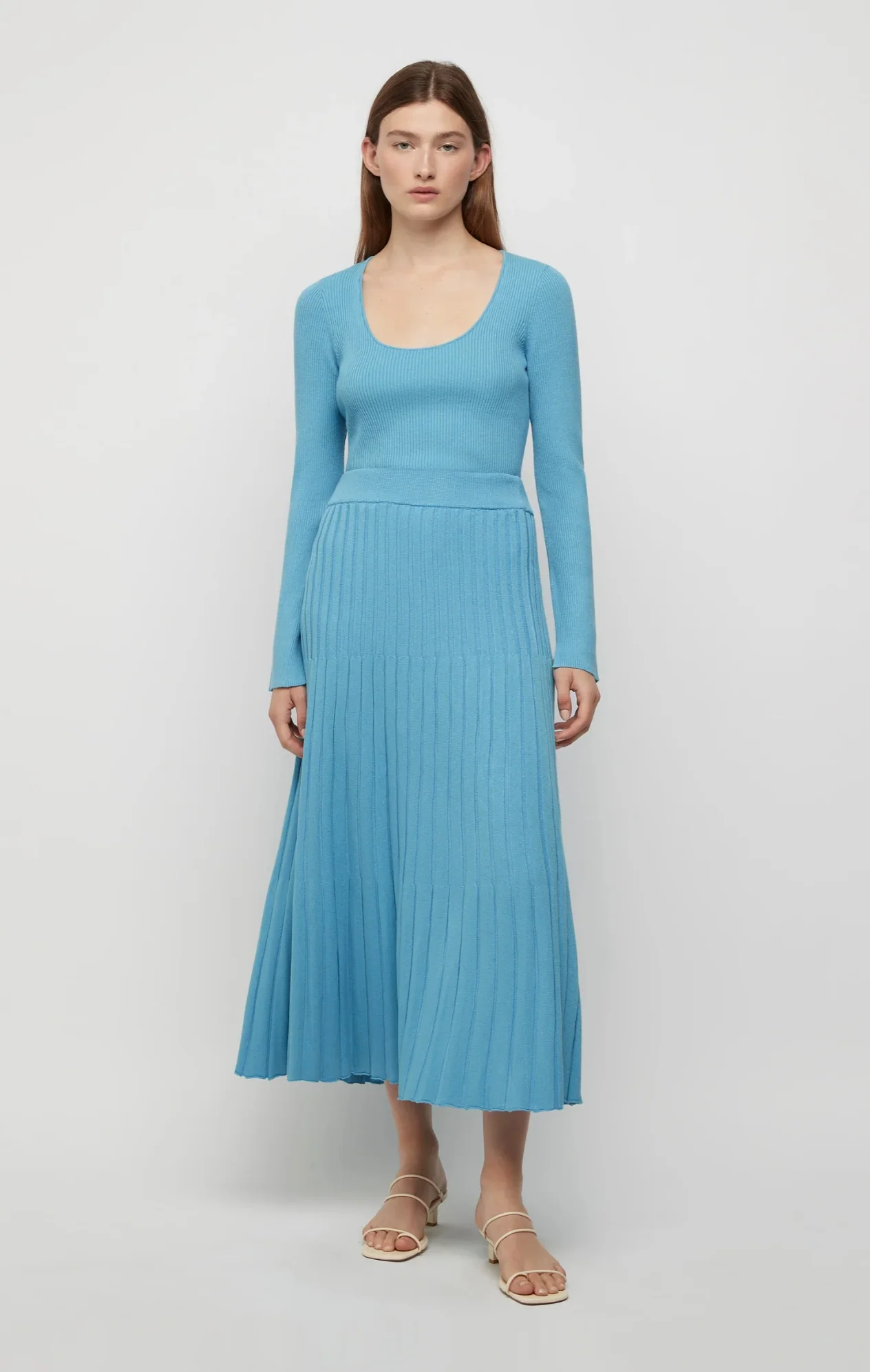 Basic Rib Knit Top - Azure Blue - Image 2