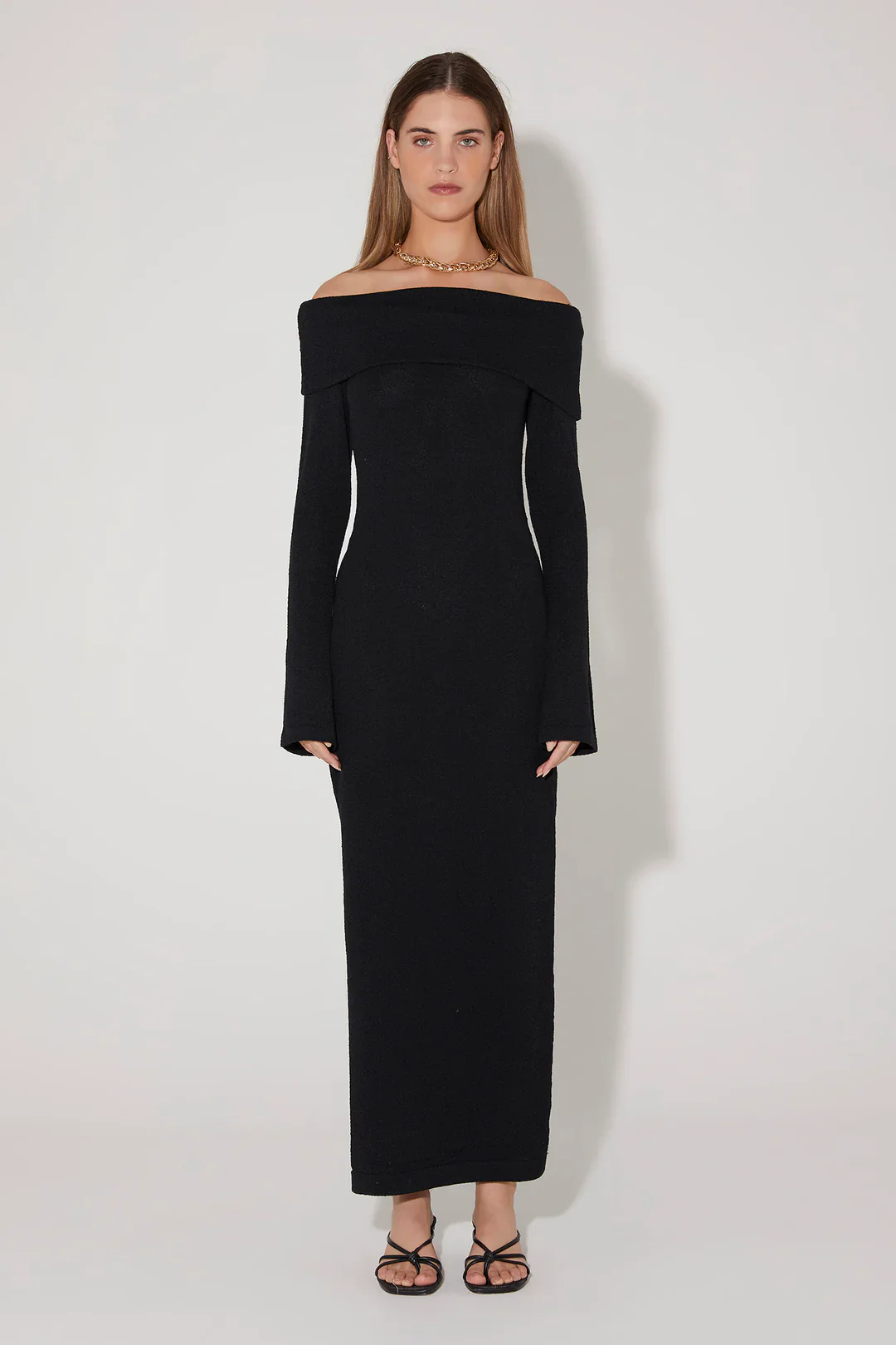 Belair Knit Midi Dress BLACK - Image 3