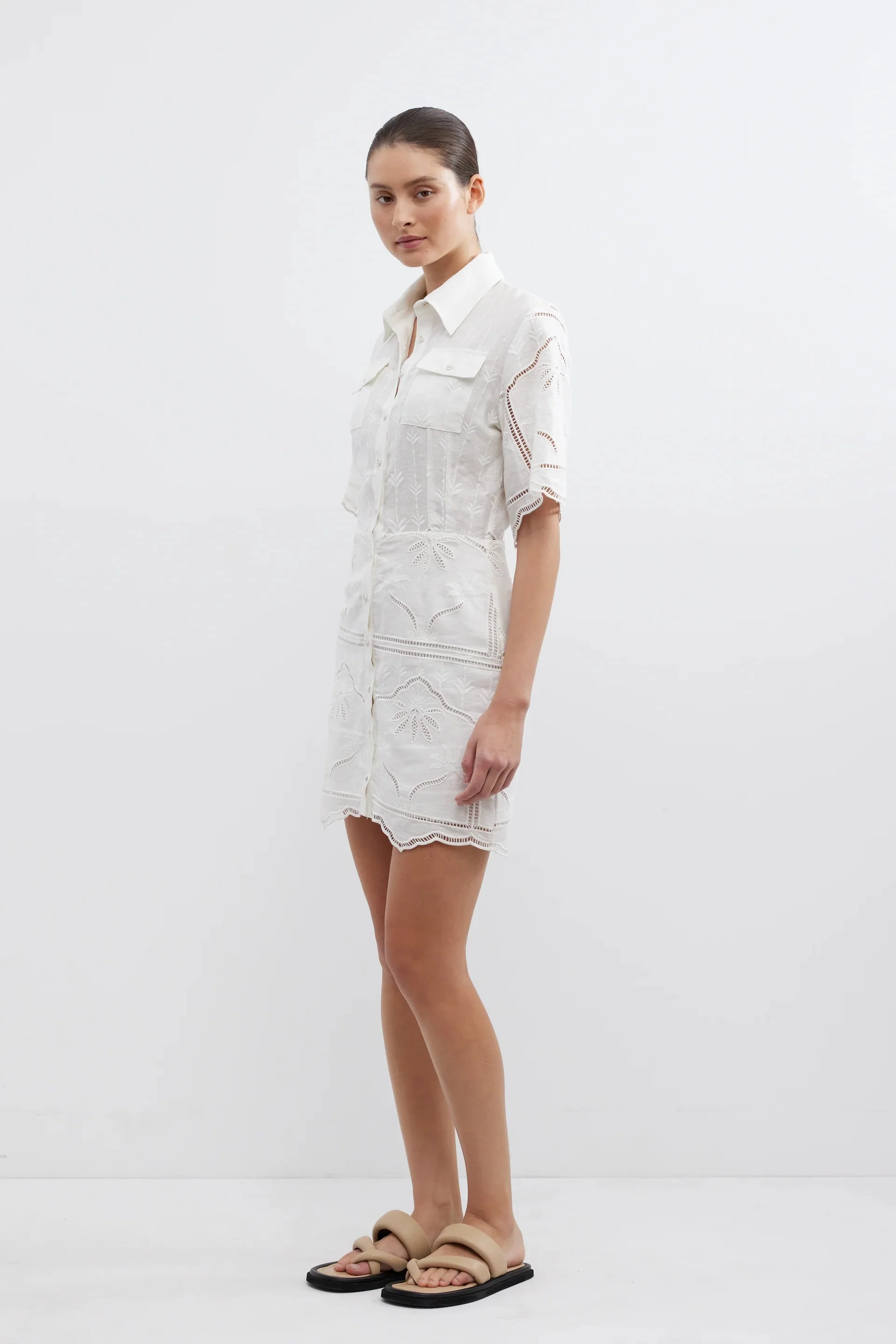 Bonita Shirt Dress WHITE - Image 4
