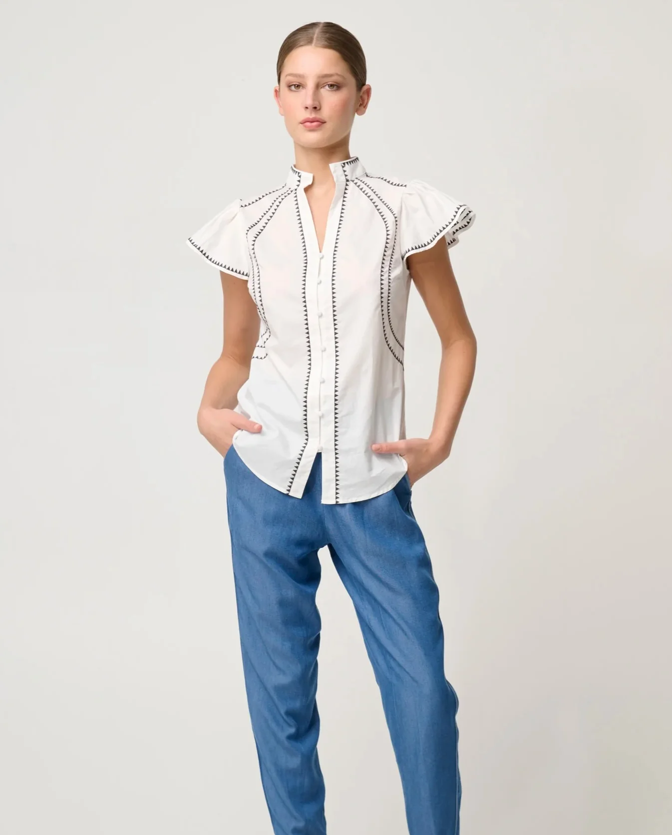 Carlyle Embroidered Cotton Voile Top IVORY - Image 2