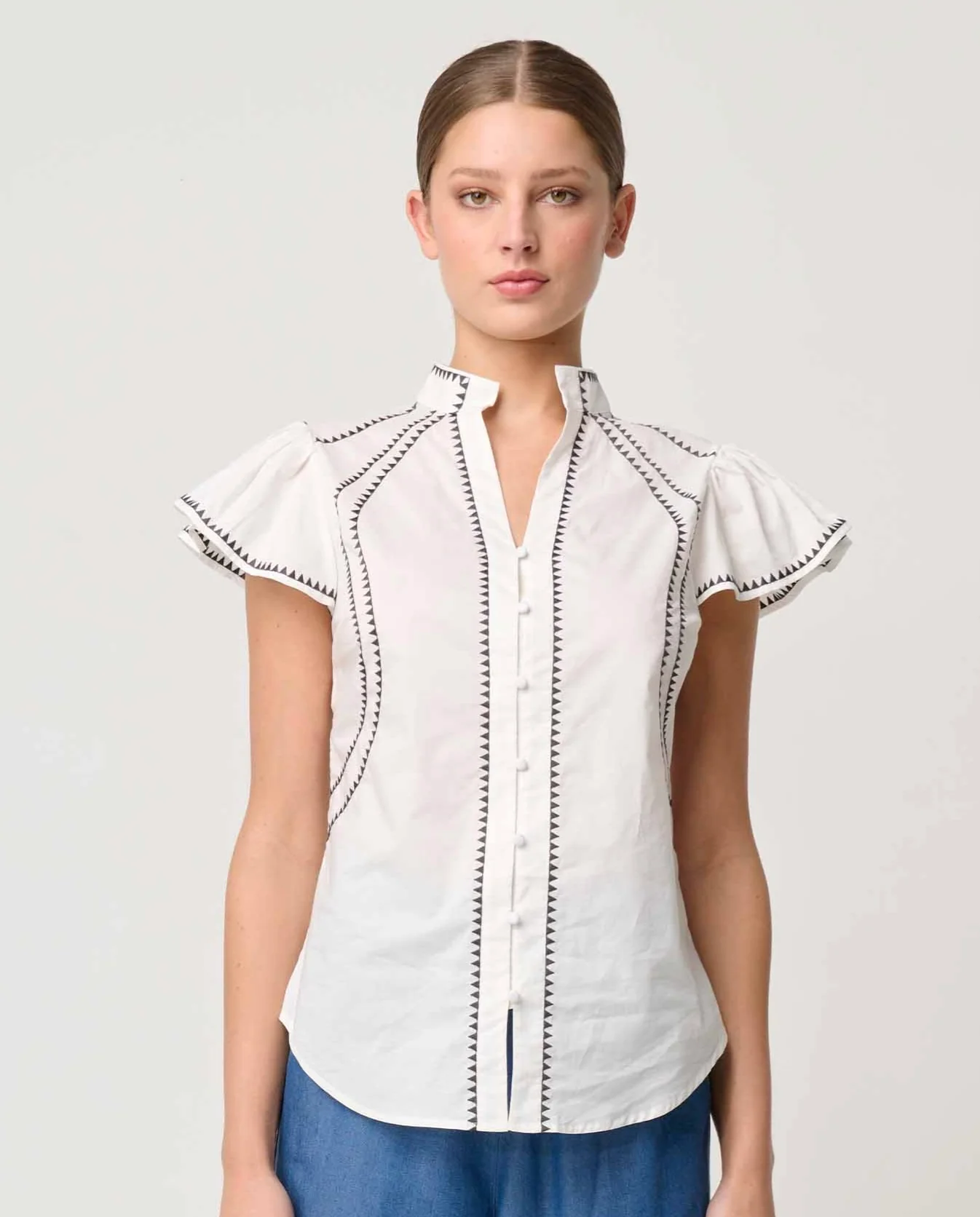 Carlyle Embroidered Cotton Voile Top IVORY - Image 3