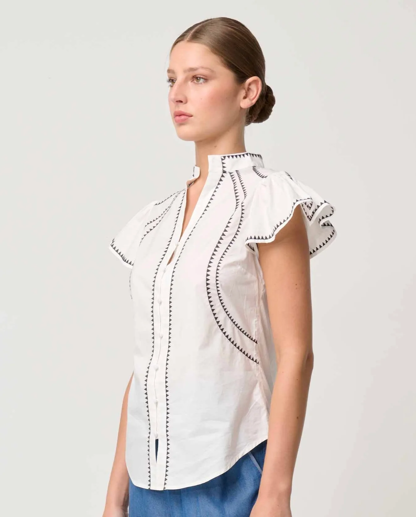 Carlyle Embroidered Cotton Voile Top IVORY - Image 4