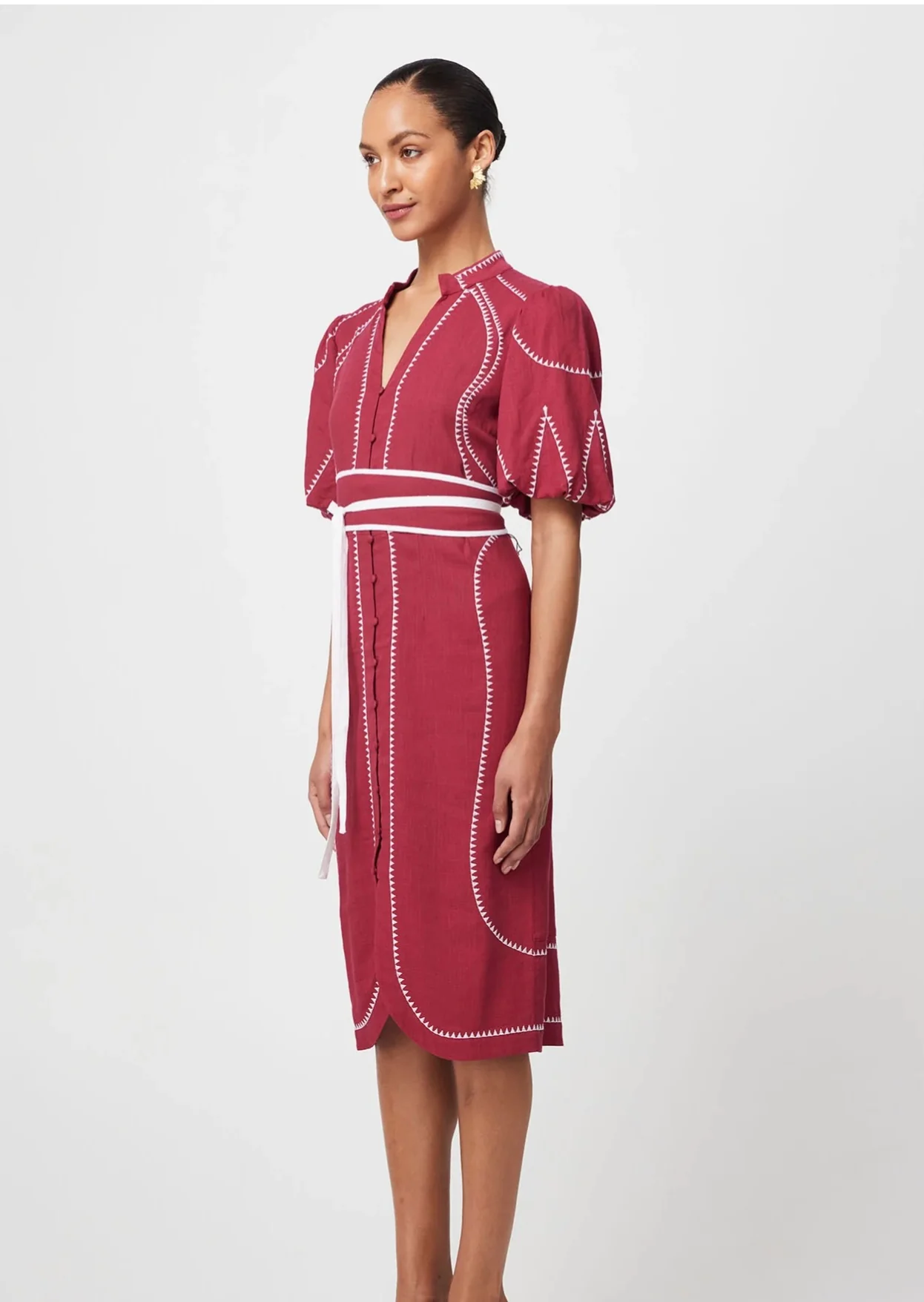Carlyle Embroidered Dress CRIMSON - Image 4