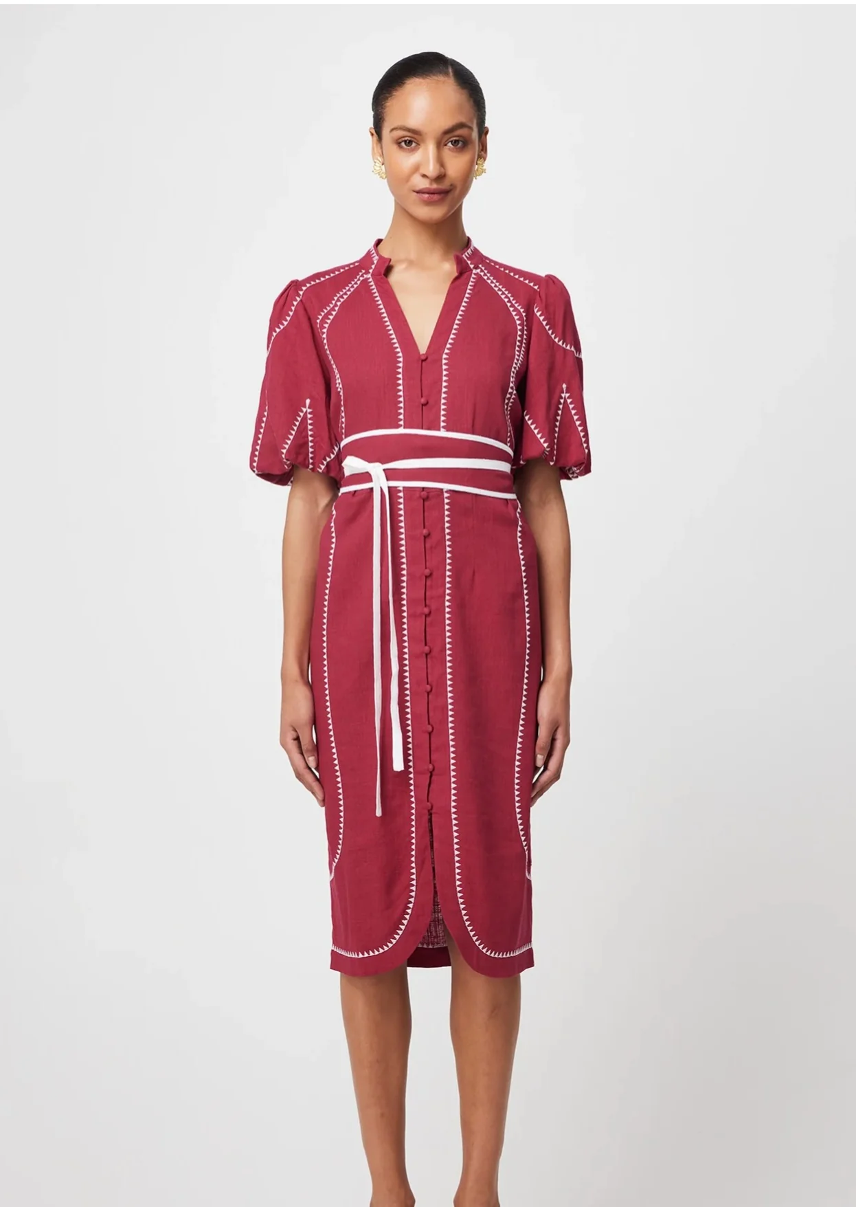Carlyle Embroidered Dress CRIMSON - Image 5