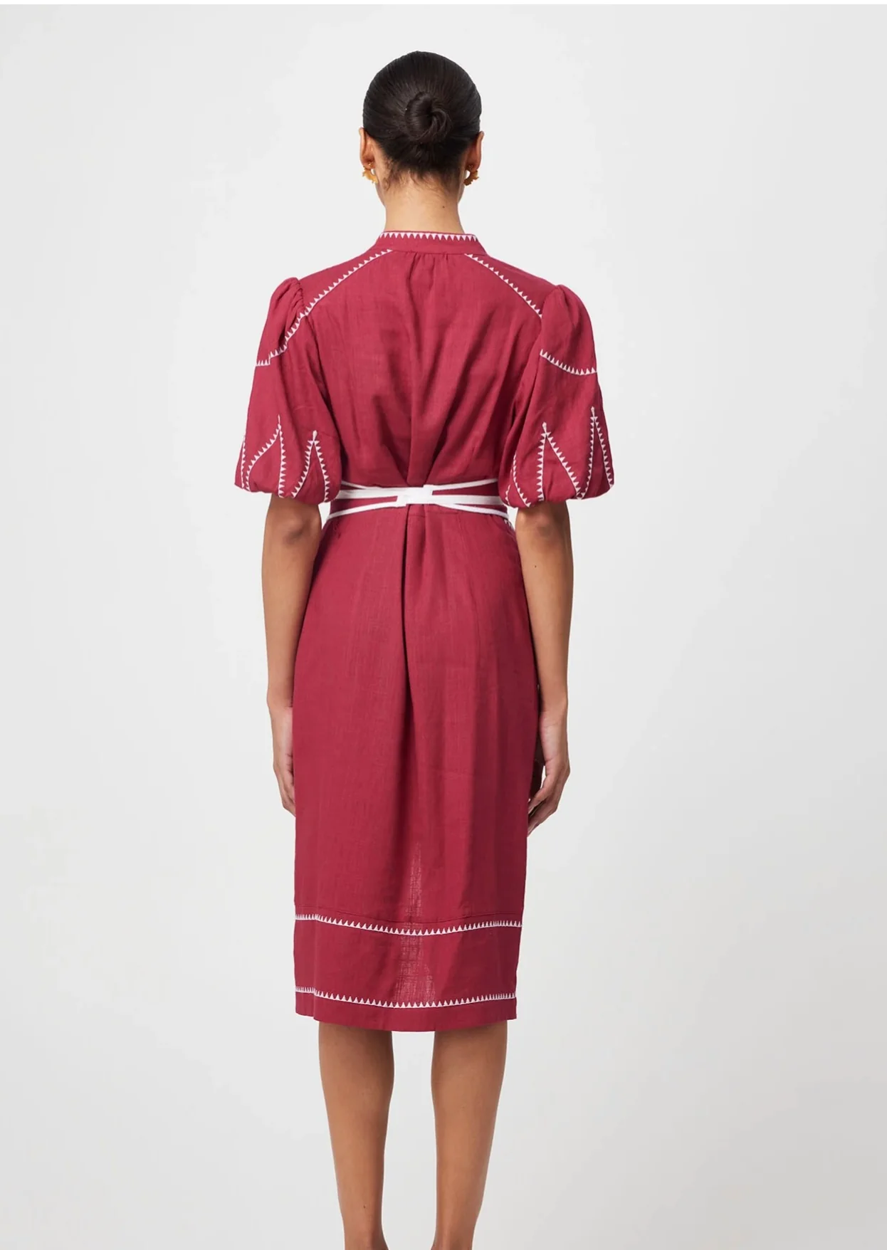 Carlyle Embroidered Dress CRIMSON - Image 6