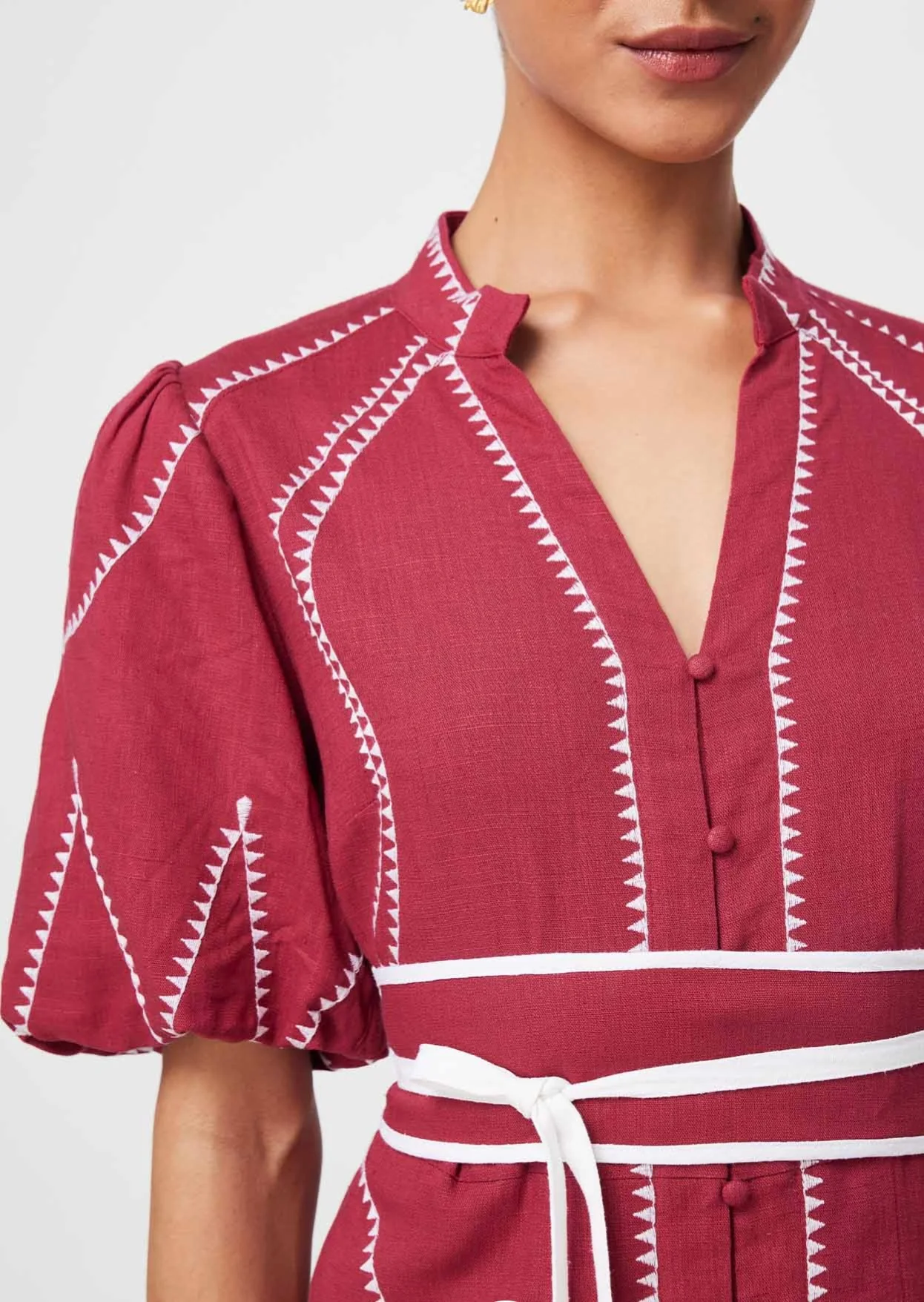 Carlyle Embroidered Dress CRIMSON - Image 7