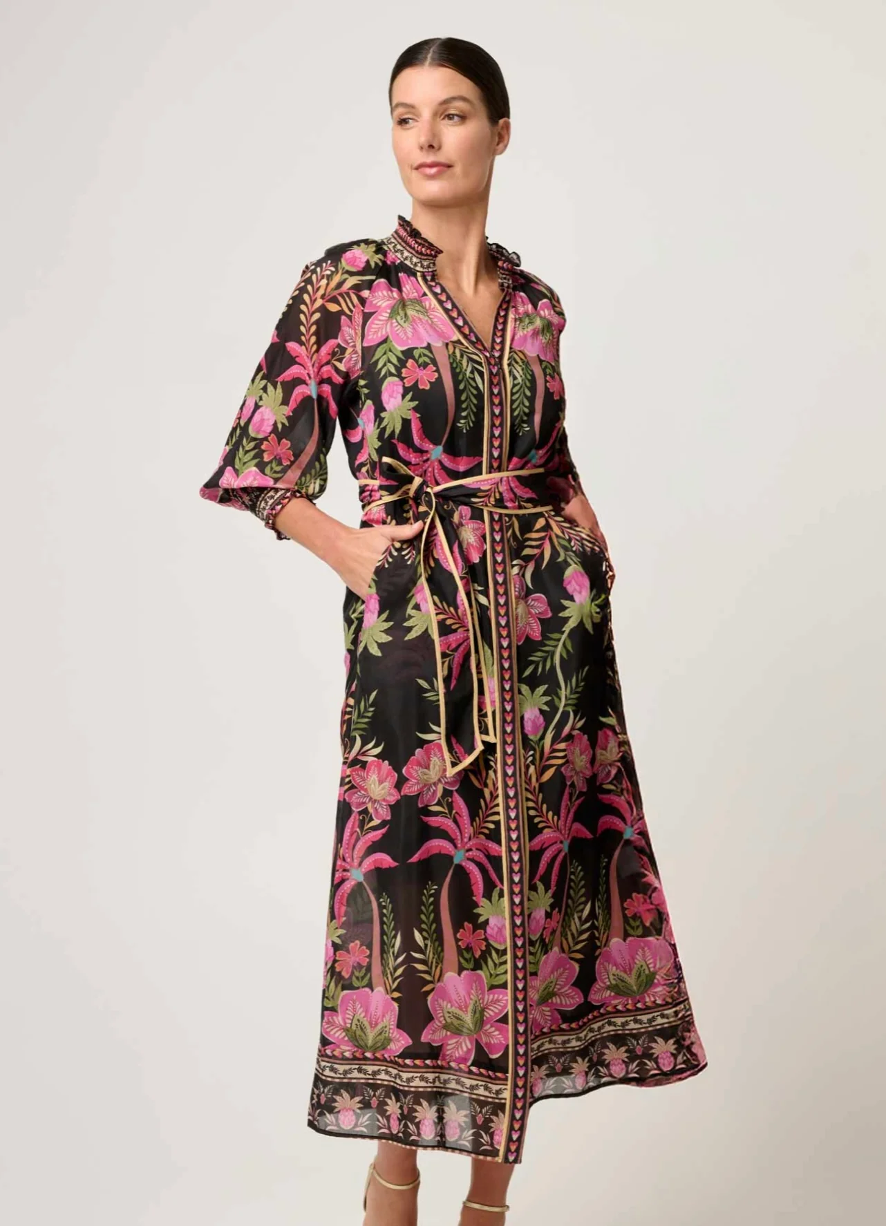 Carmen Silk Cotton Maxi Dress in ANTHOS LOTOS