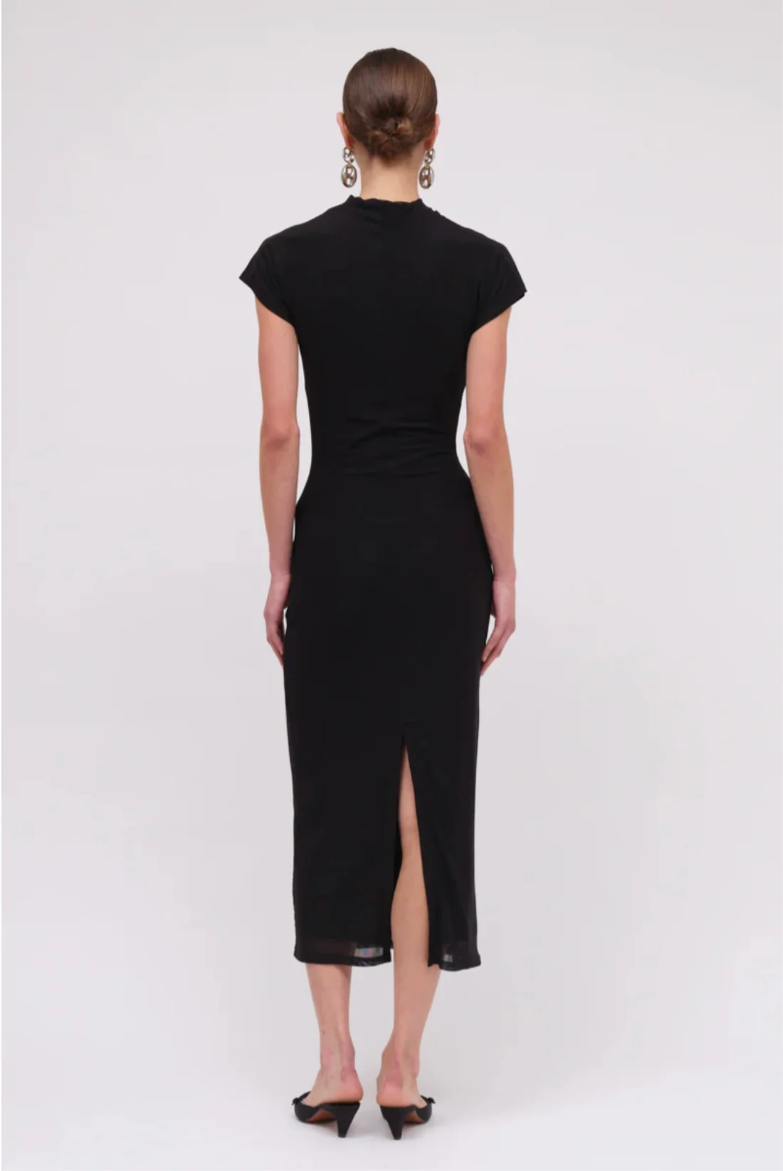Christy Mesh Cap Sleeve Dress BLACK - Image 4