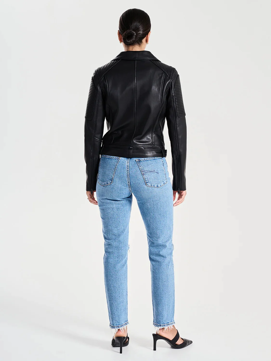 Classic Biker Jacket - Black/Black Smooth - Image 3
