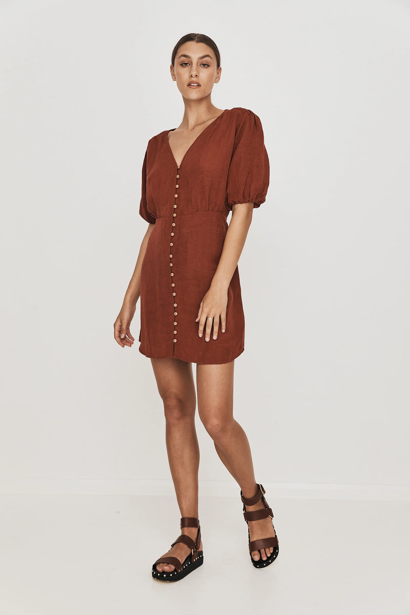Cleo Mini Dress Rust - Image 3