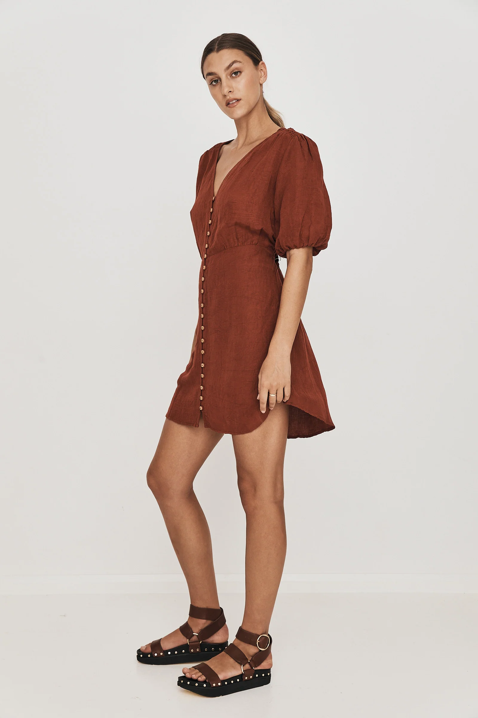 Cleo Mini Dress Rust - Image 5