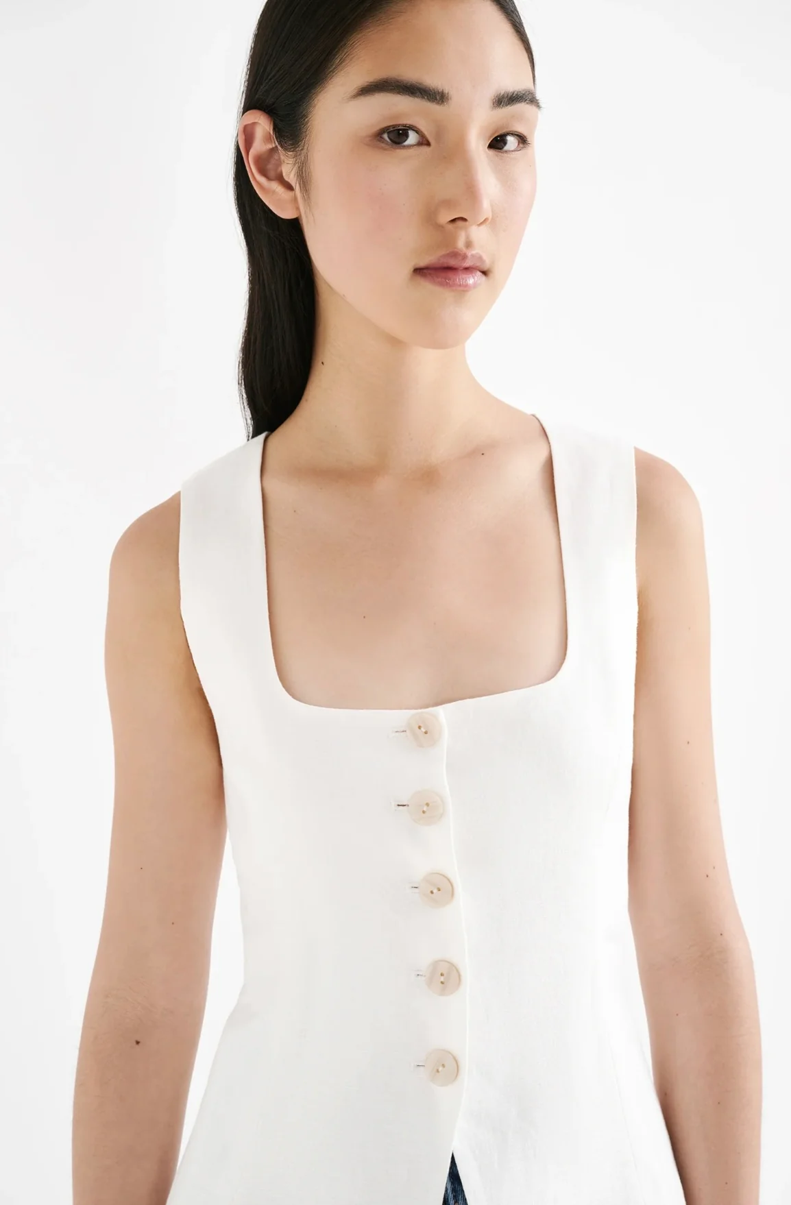 Clio Linen Vest WHITE - Image 6