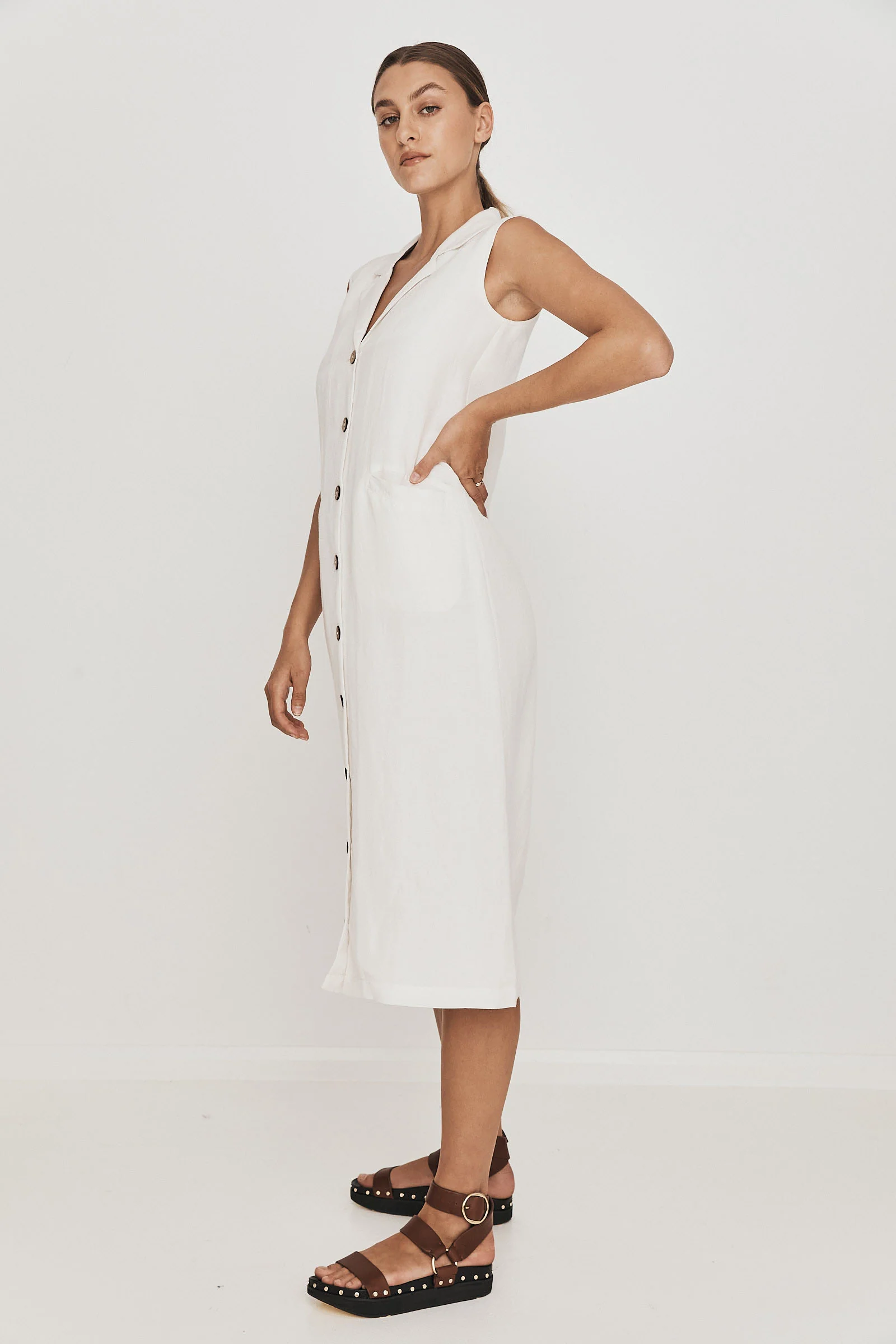 Curie Midi Dress Natural White - Image 6