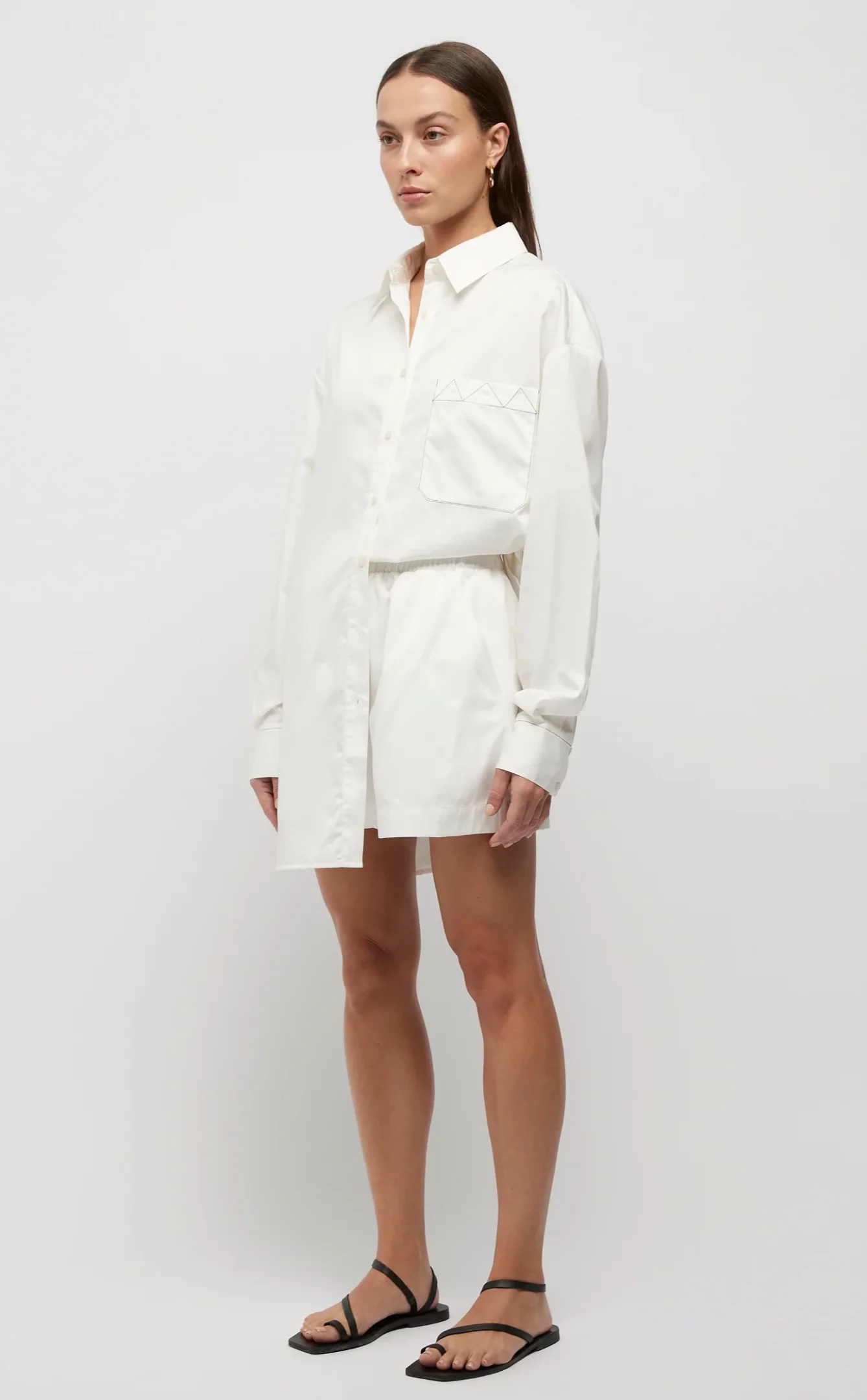 Dario Contrast Stitching Shirt White - Image 3