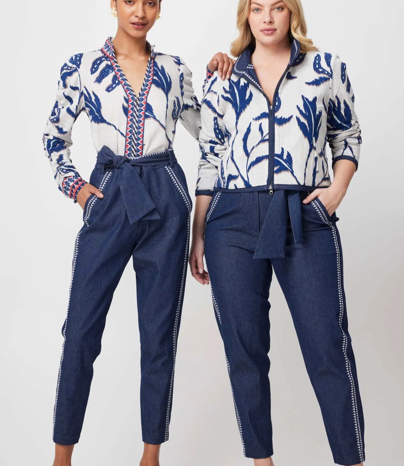 Delray Embroidered Cotton Denim Pant DARK DENIM - Image 6