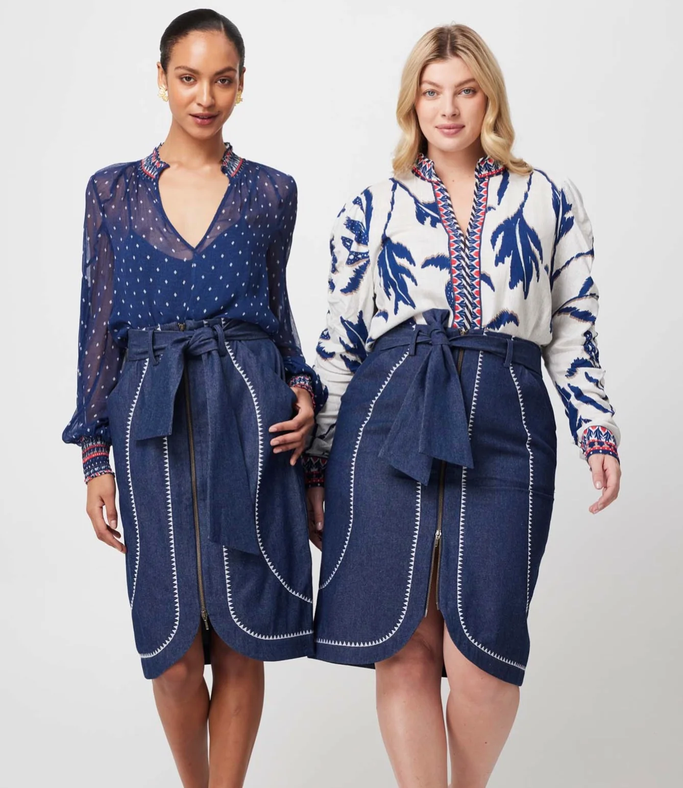 Delray Embroidered Denim Skirt DARK DENIM - Image 2
