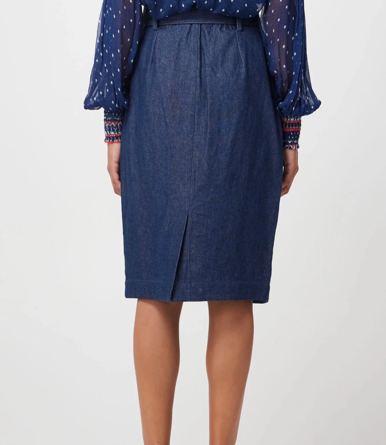 Delray Embroidered Denim Skirt DARK DENIM - Image 5
