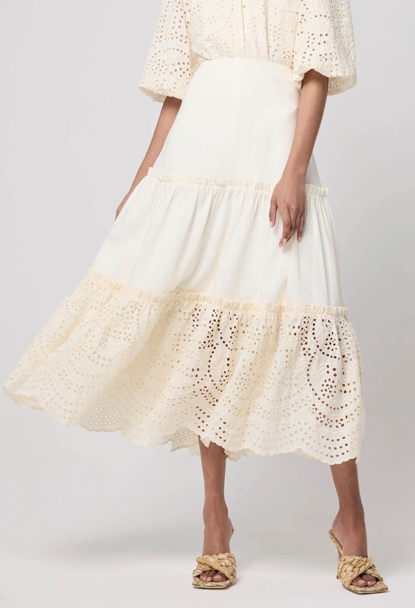 Devi Tiered Skirt Buttermilk - Image 3