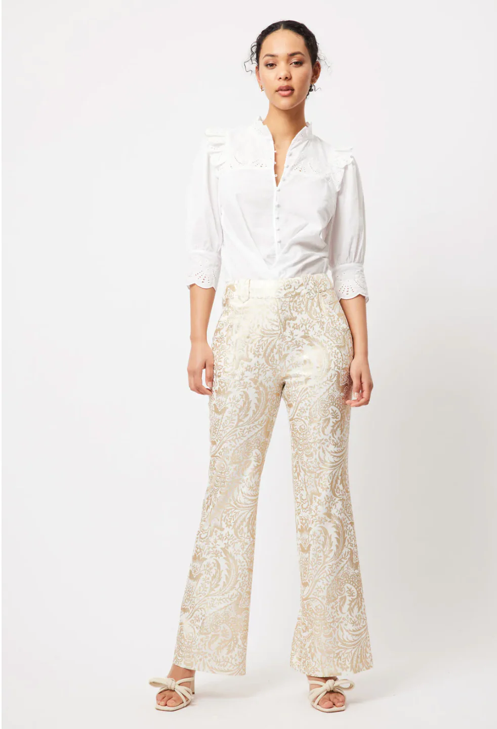 Elysian Embroided Cotton Blouse White - Image 8