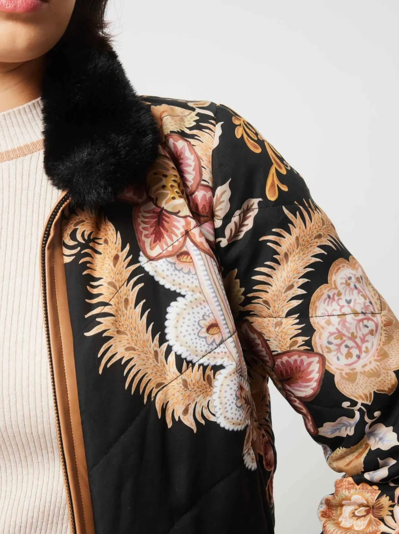 Empress Cupro Viscose Bomber Jacket in Dragon Flower - Image 8