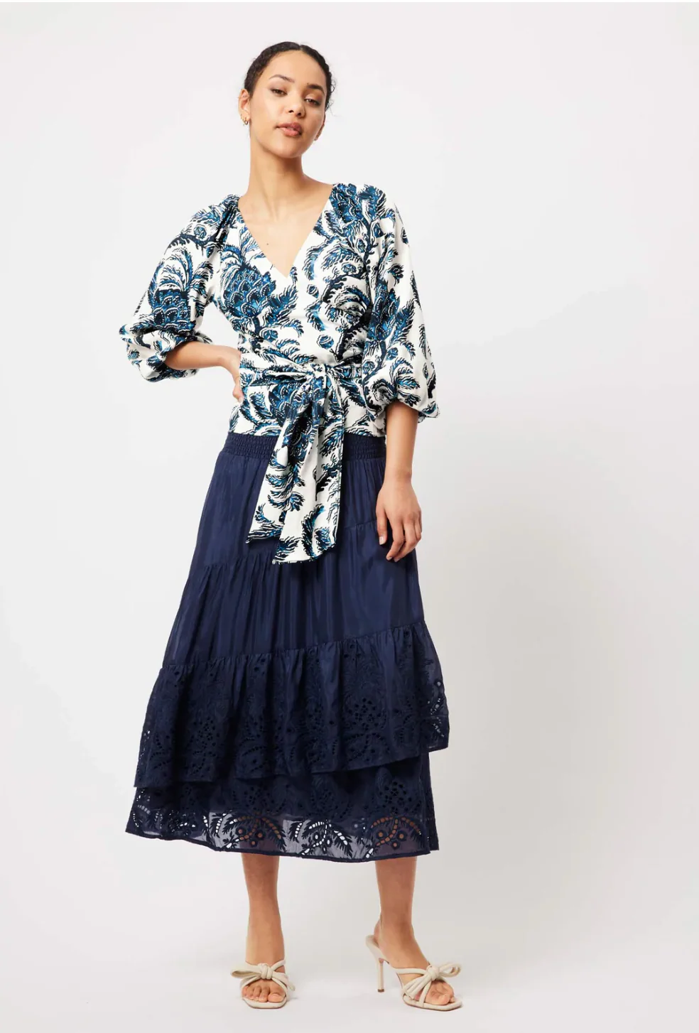 Estelle Linen Wrap Top In Cote D'Azur Pine - Image 8