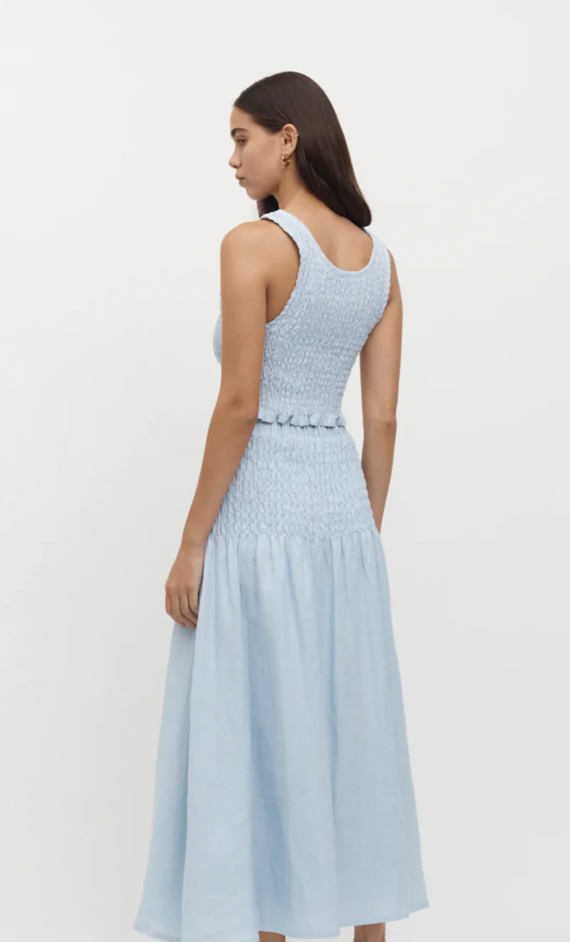 Eze Shirred Linen Crop Top Sky - Image 4