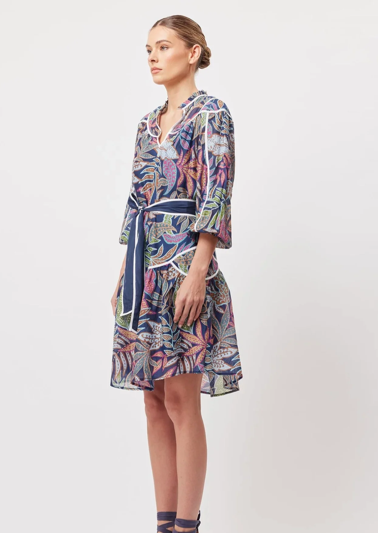Fiesta Cotton Silk Dress In Fiesta Tropico - Image 3