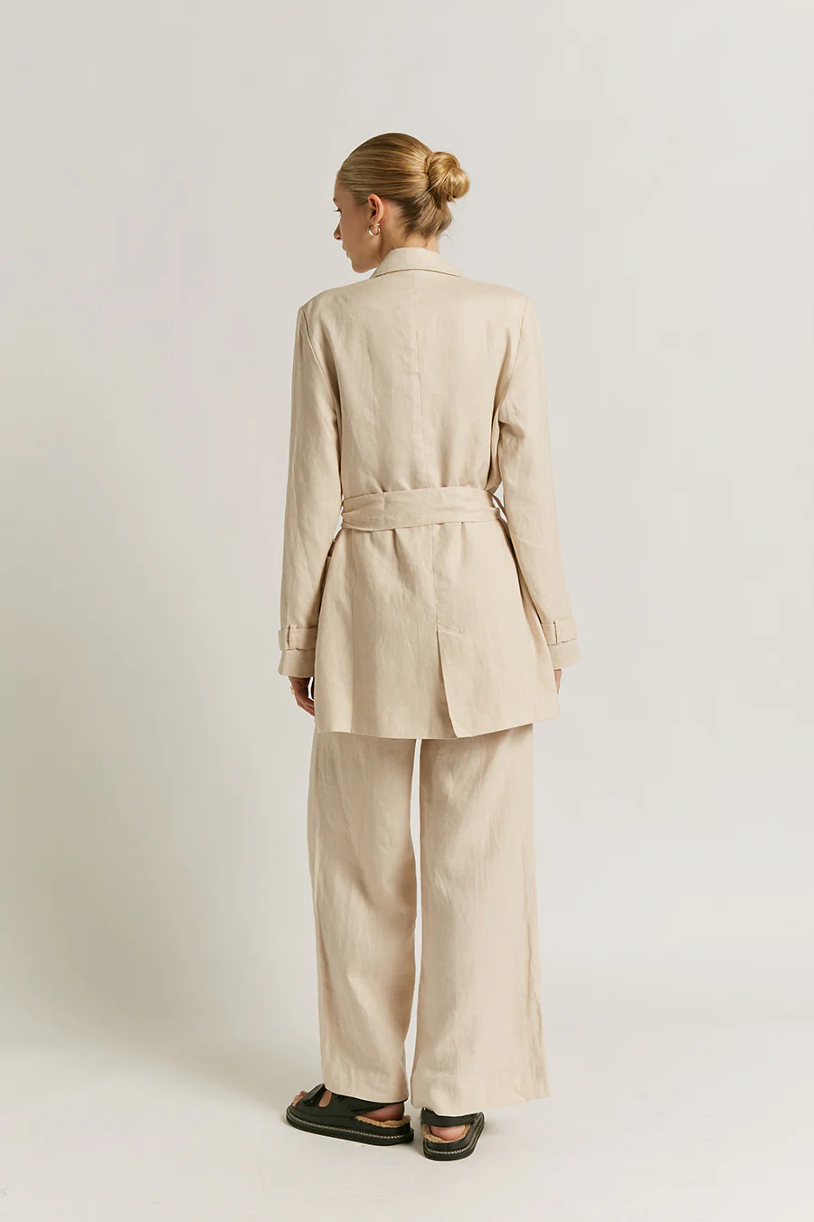 Fleur Linen Tie Blazer Almond - Image 4