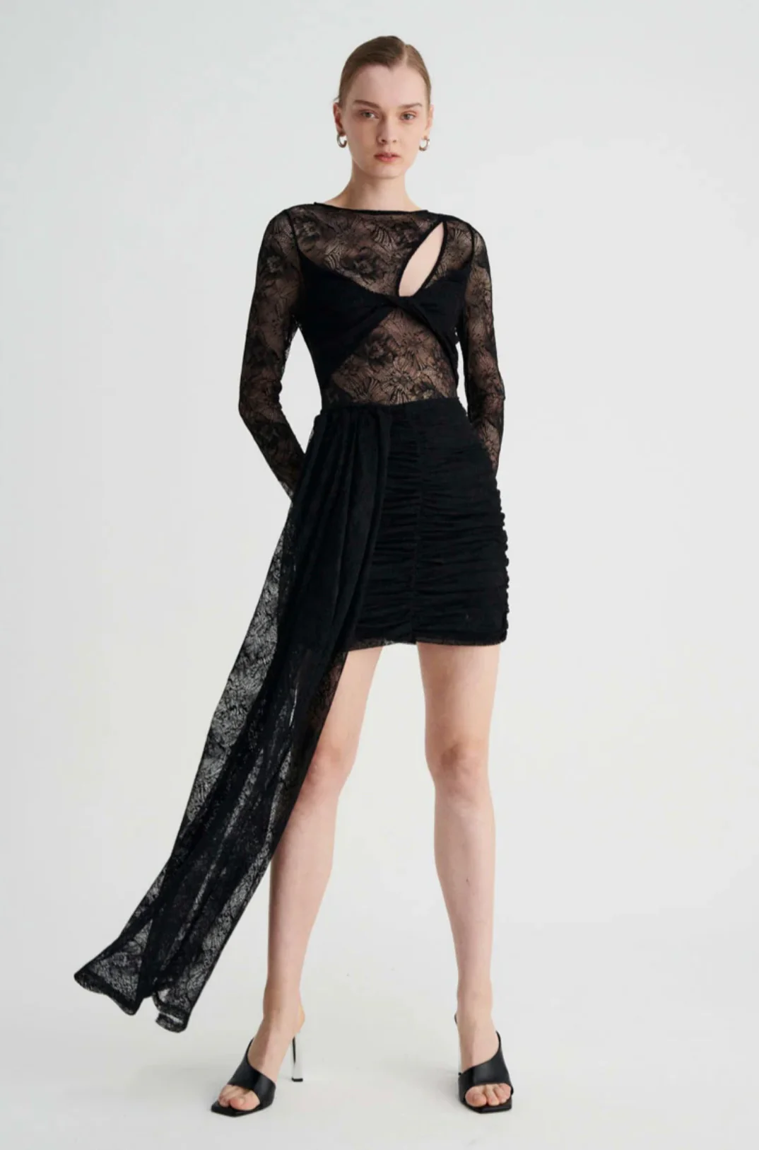 Gemini Long Sleeve Lace Bodysuit BLACK