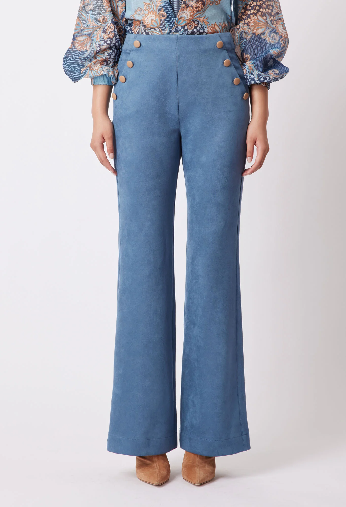 Getty Faux Suede Pant in Chambray - Image 4