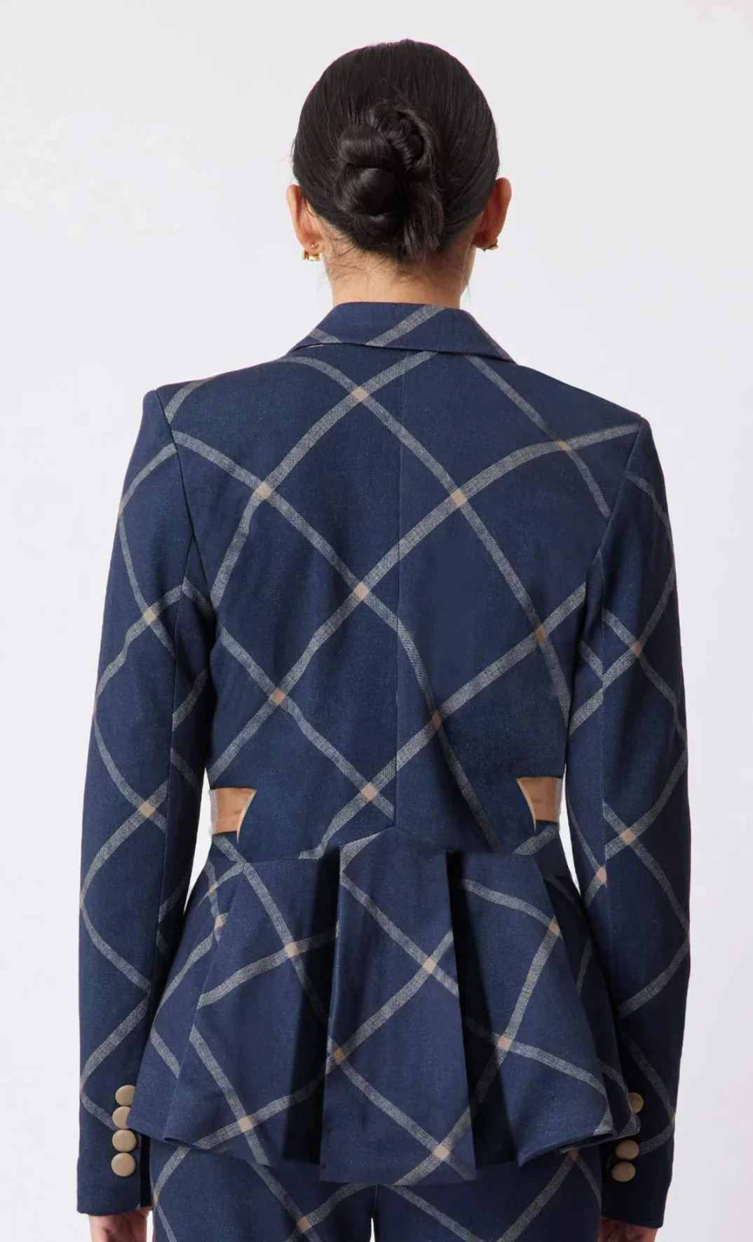 Getty Ponte Blazer In Navy Check - Image 5