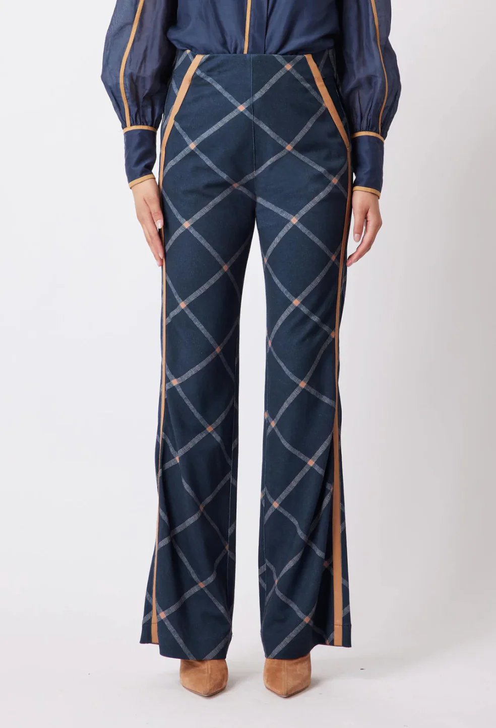 Getty Ponte Pant In Navy Check - Image 6