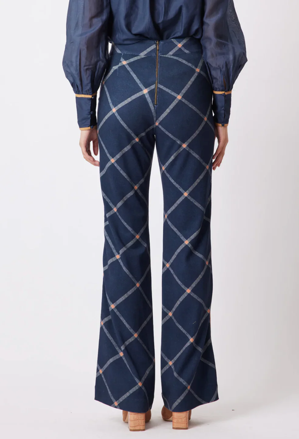 Getty Ponte Pant In Navy Check - Image 7
