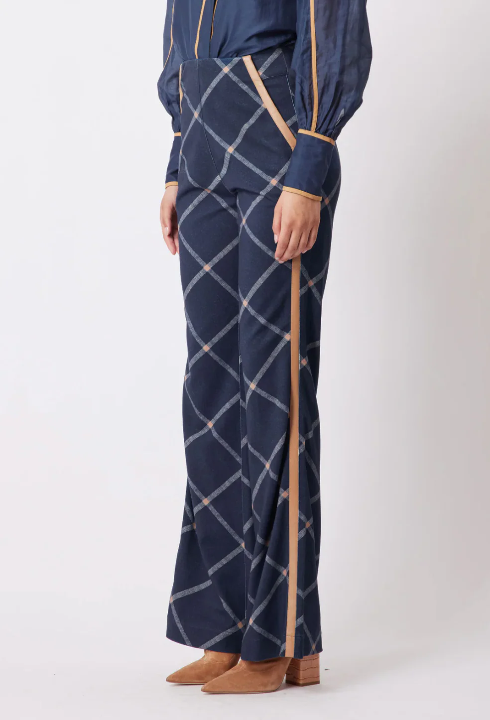 Getty Ponte Pant In Navy Check - Image 8