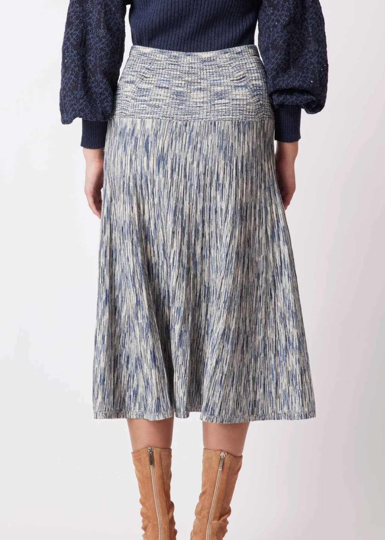 Harmony Viscose Knit Skirt Navy - Image 5