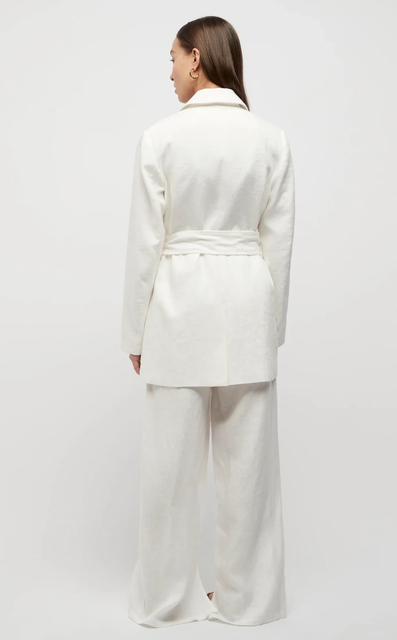Hayworth Blanket Stitch Linen Blazer White - Image 5