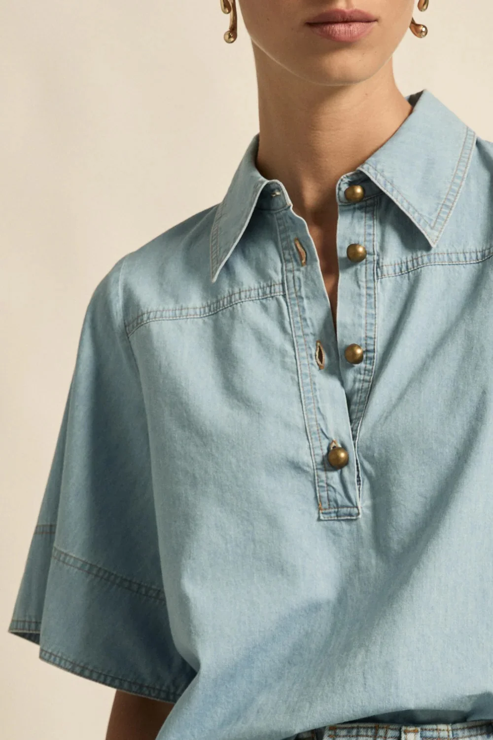 Insinuate Top LIGHT CHAMBRAY - Image 3