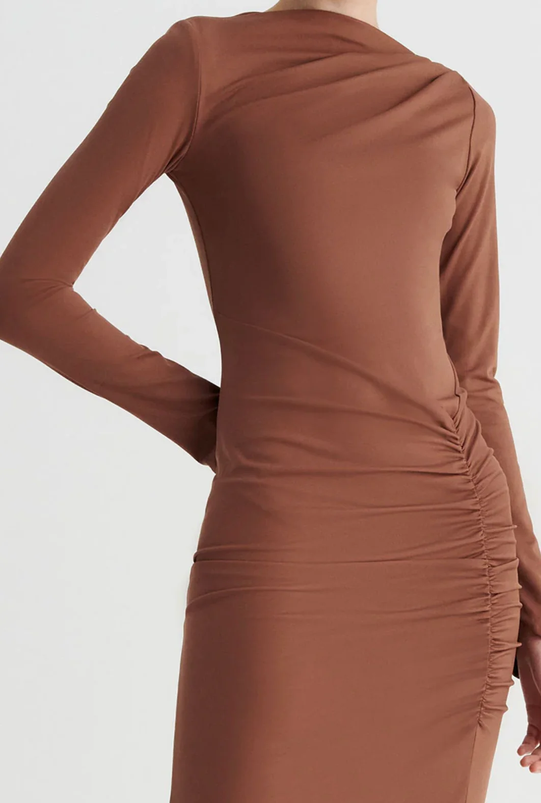 Ivy Long Sleeve Rouched Dress CHOCOLATE - Image 5