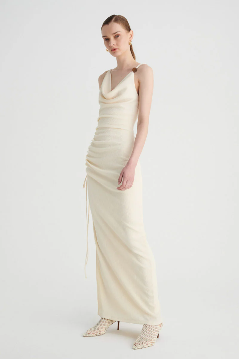 Jacqui Cowl Maxi Dress CREAM - Image 2