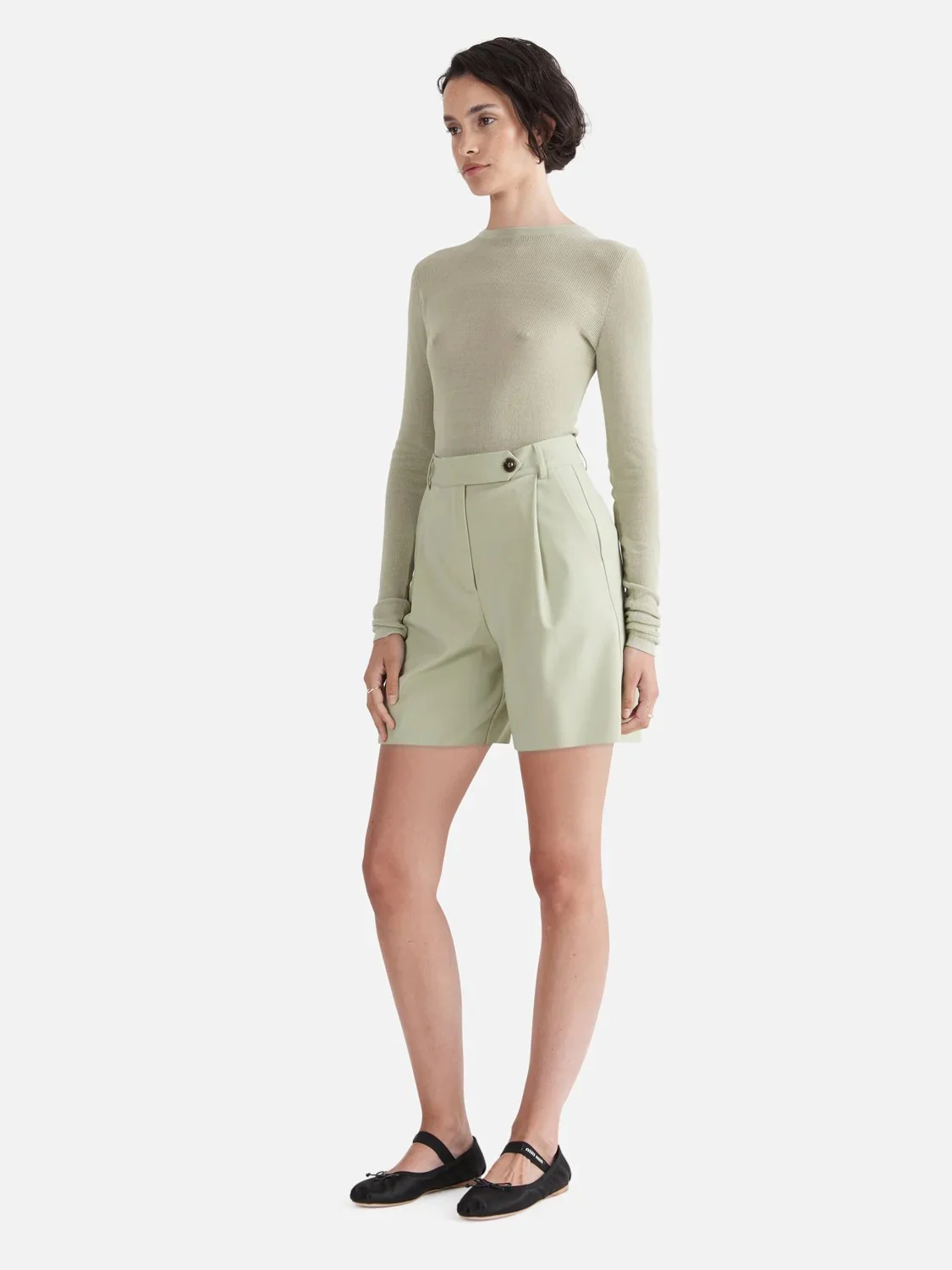 Jade Tailored Bermuda Short - Sage - Image 3